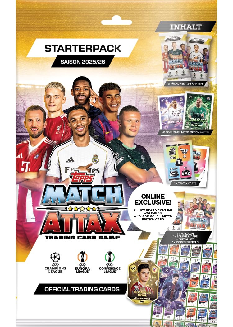Topps UCC Match Attax 2025/26- Starter Pack - Exklusiv online! Enthält 48 Karten Plus 4 Exklusive Karten und vieles mehr! Angebot bei HelloDeals
