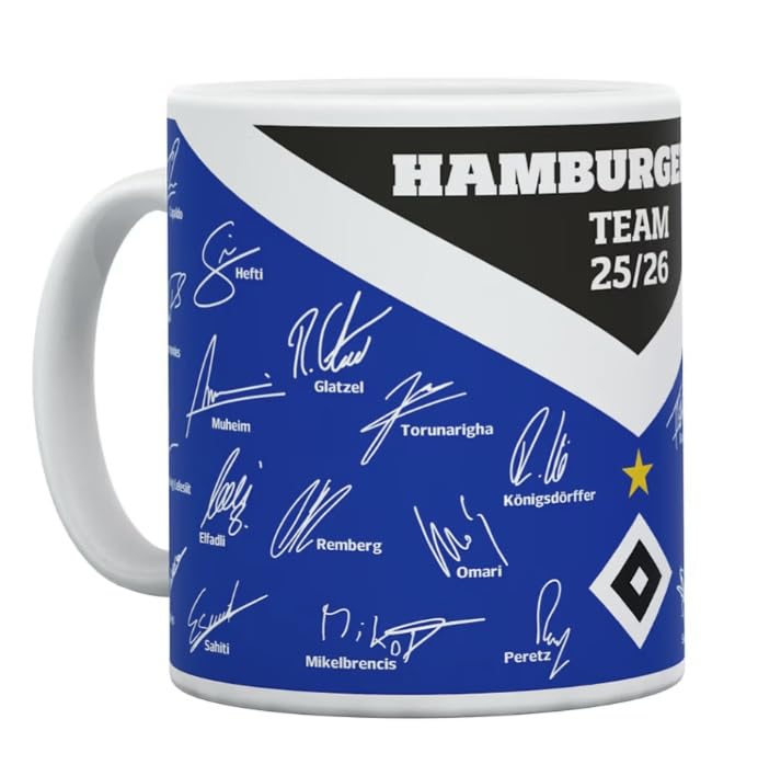 Hamburger SV HSV Tasse Becher Kaffeetasse Signature Unterschriften Autogramme ** Team 2025/2026 ** Angebot bei HelloDeals