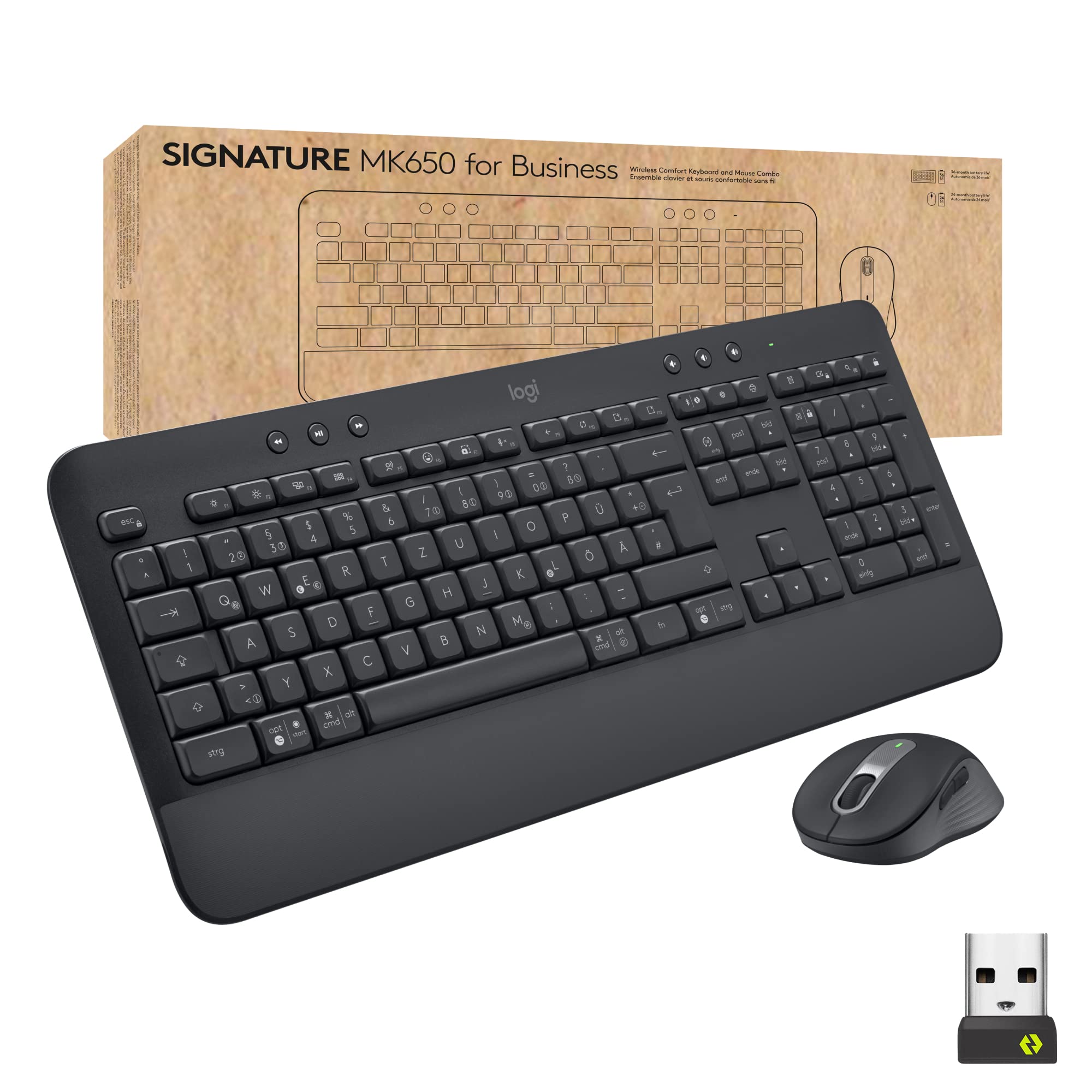 Logitech Signature MK650 Combo for Business, kabellose Maus und Tastatur, Logi Bolt, Bluetooth, SmartWheel, weltweit Zertifiziert, Windows/Mac/Chrome/Linux, Deutsches QWERTZ - Graphit Angebot bei HelloDeals
