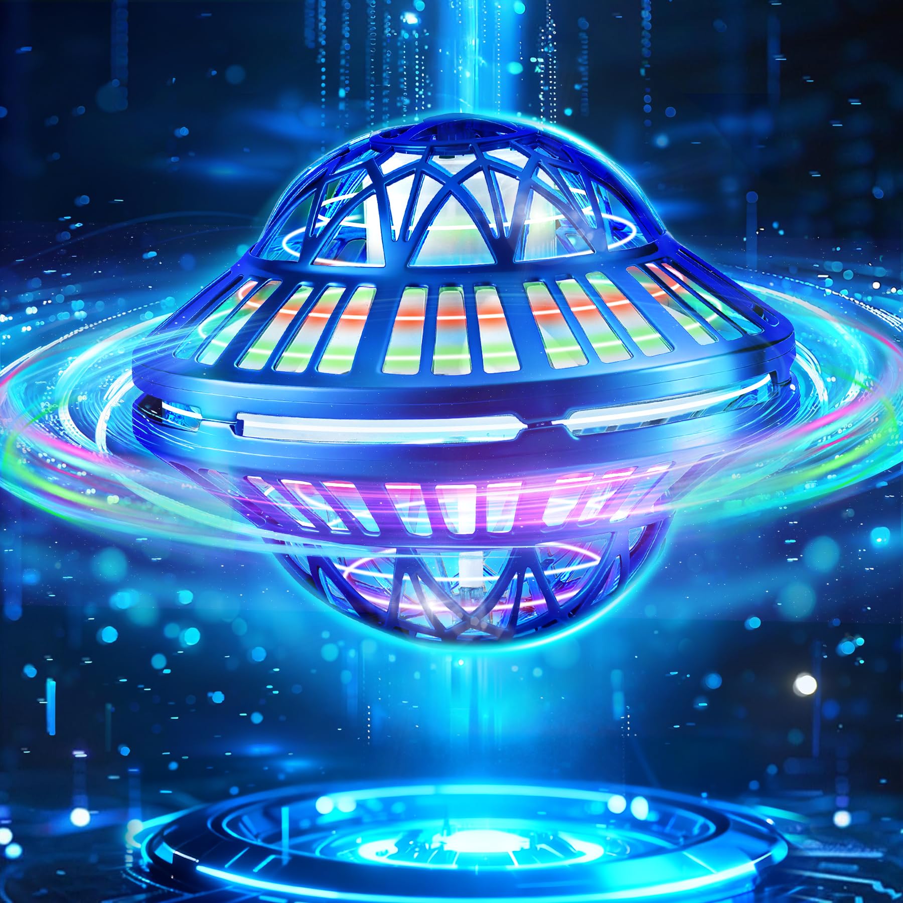 Fliegender Ball, 2025 Magisches 360° Fliegender Ball Für Kinder Langlebiges Flying Balls Drohne Mit LED Einfache Steuerung Hover Balls Spielzeug Geschenke für 6-12 Jahre Blau Angebot bei HelloDeals