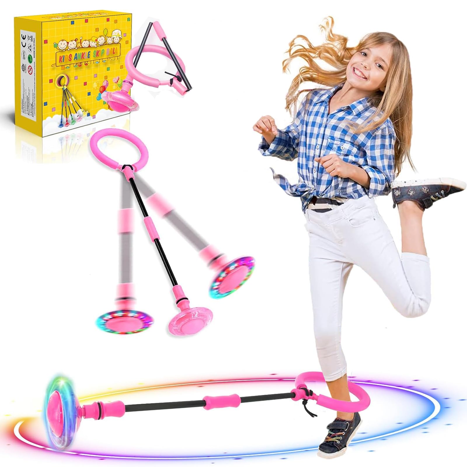 Kinder Blinkender Springring, Sport Sprungball，Faltbarer Flash Jumping Ball,Geeignet Für Geschicklichkeitsspiele Für Kinder Oder Erwachsene Jungen Mädchen 5-13 Jahre Ostern Geschenke(Rosa) Angebot bei HelloDeals