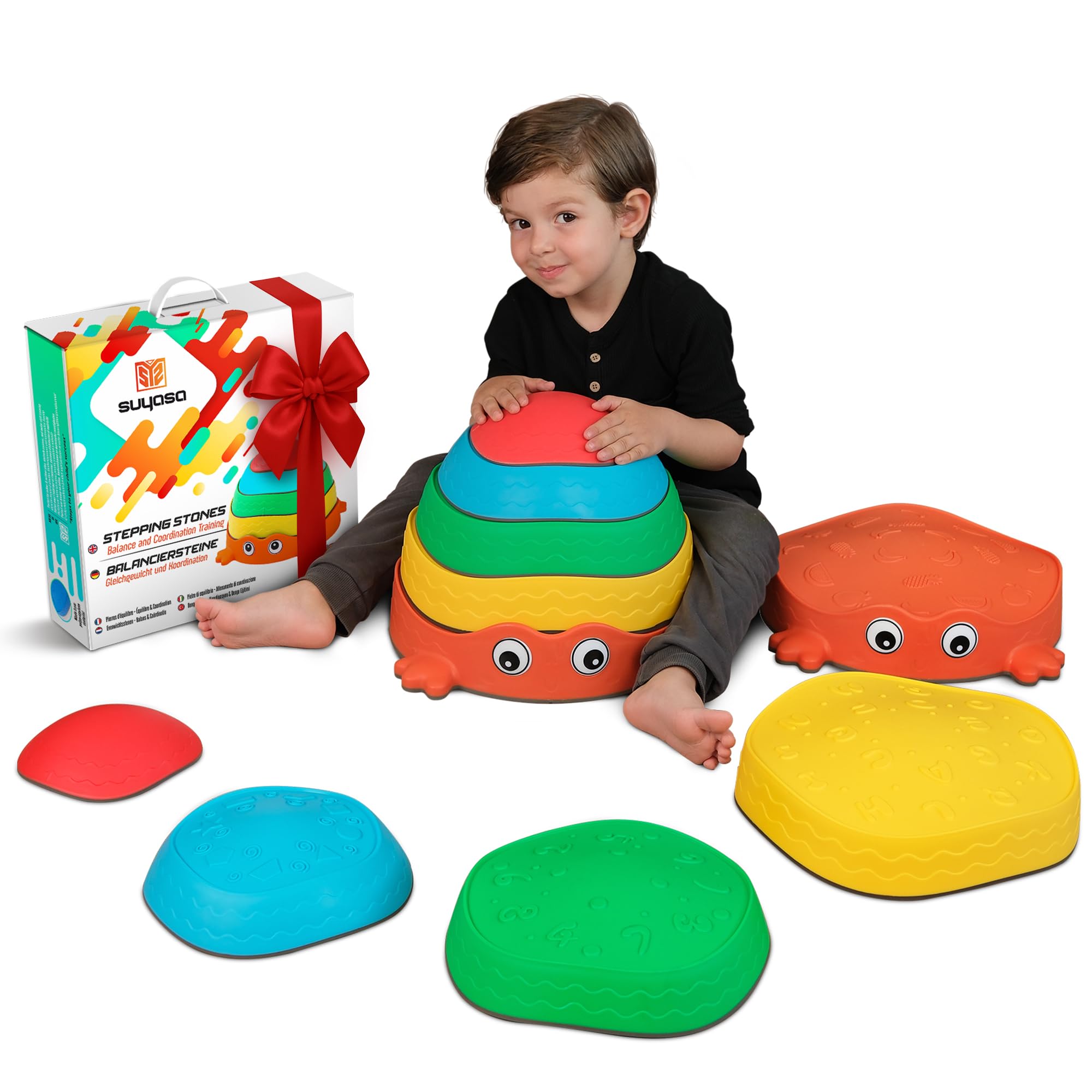 Balanciersteine für Kinder ab 3 Jahren – Rutschfest & stabil – Montessori Spielzeug & Stapelsteine zum Balancieren & Stapeln – Bewegungsspiel für Gleichgewicht, Motorik & Fantasie – drinnen & draußen Angebot bei HelloDeals