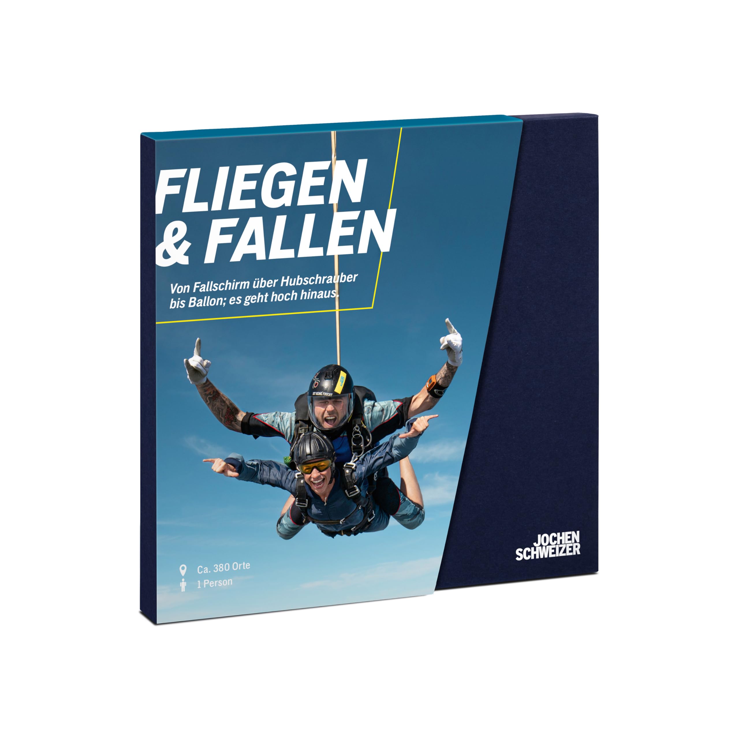 JOCHEN SCHWEIZER Geschenkbox Fliegen & Fallen, freie Erlebnisauswahl an 441 Orten, Erlebnis-Gutschein für 1 Person Angebot bei HelloDeals