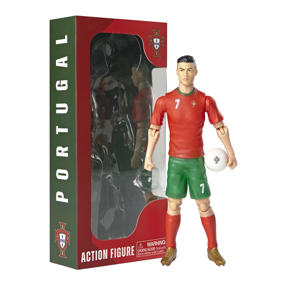 Megableu - Fußballfigur Ronaldo – 20 cm – große Fußballfigur realistisch & beweglich – offizielles Lizenzprodukt – 10 Gelenkpunkte – Spielzeug Fußball Portugal – Geschenkidee für Fans Ronaldo Angebot bei HelloDeals