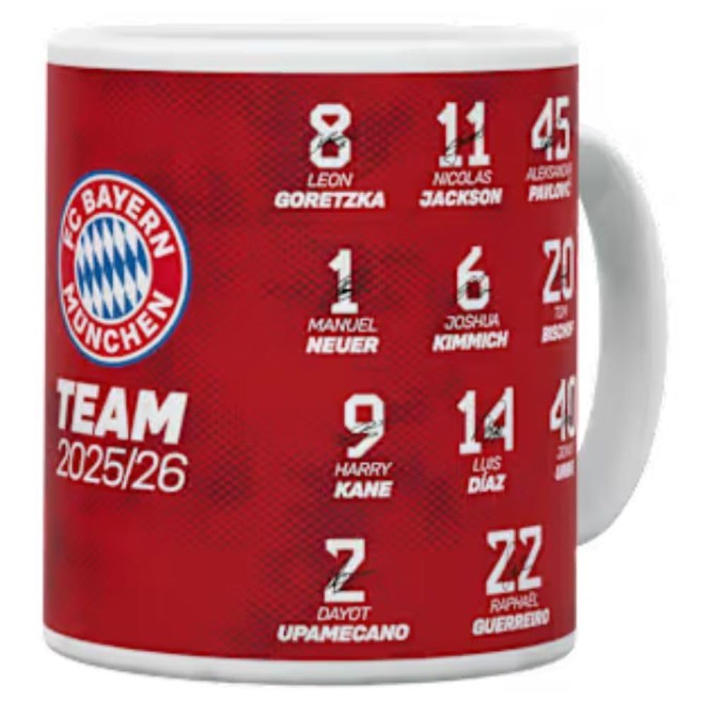 FC Bayern Tasse Signature 2025-26 Kaffeetasse Teetasse Manschaftstasse Unterschriften Cup Mug FCB Angebot bei HelloDeals