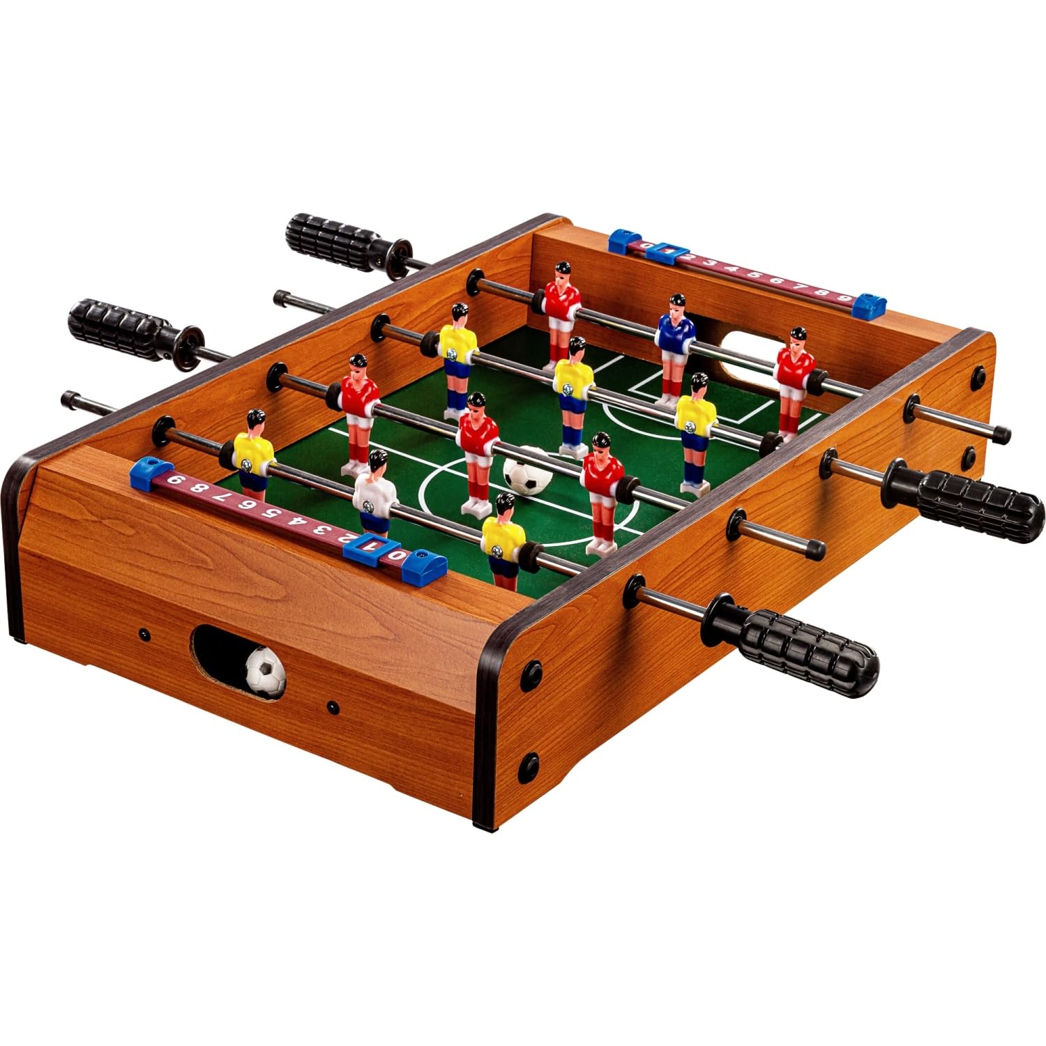 Mini Kicker Tischfußball „Dundee“, 4 Dekorvarianten, Maße: 51x31x8 cm, Gewicht: 2,6 kg, 4 Spielstangen, Kleiner Kinder Tischkicker inkl. 2 Bälle helles Holzdekor Angebot bei HelloDeals
