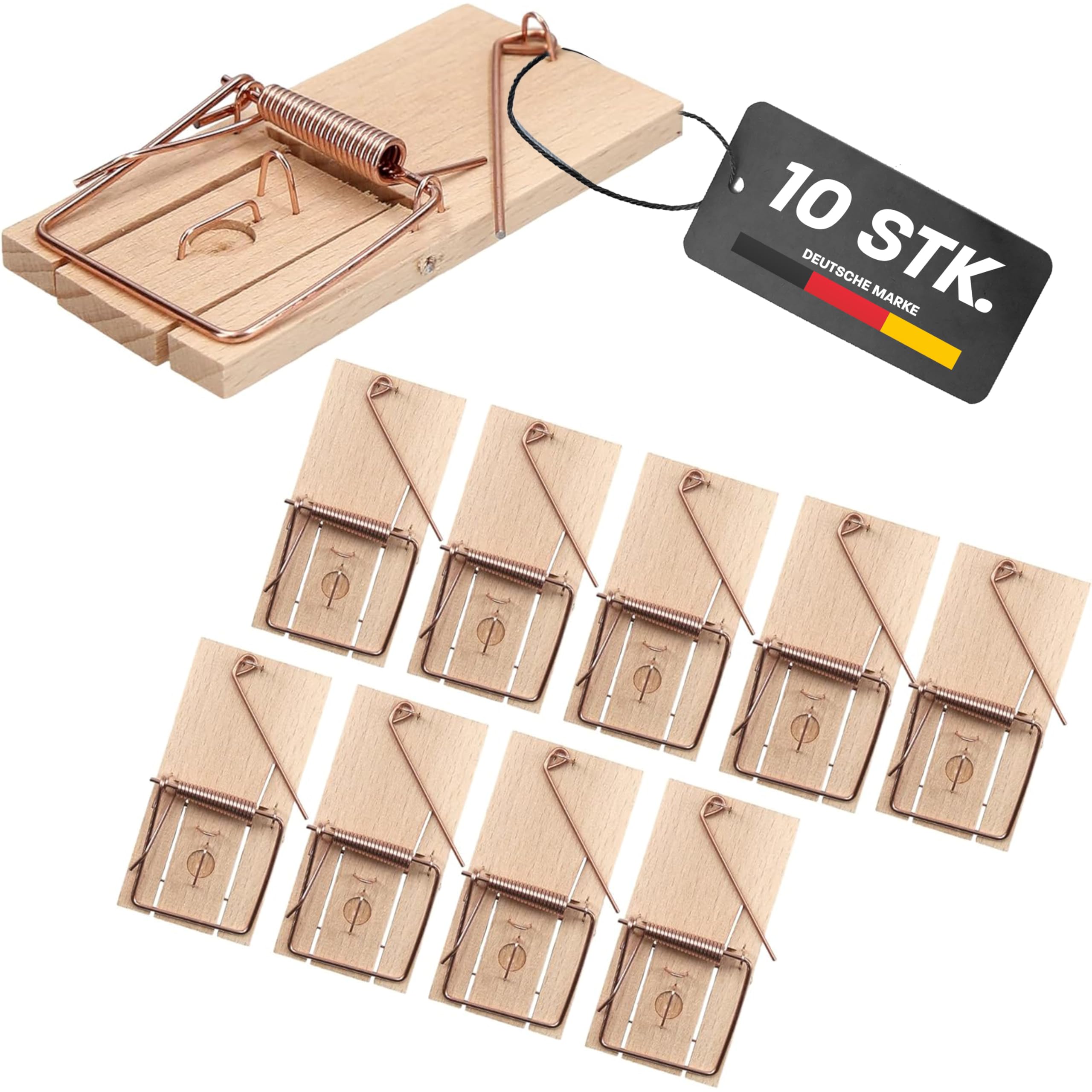 Hinrichs Mausefallen 10 Stück - Wiederverwendbare Mausefalle - Schlagfalle Holz - Hygienische Mäusefallen - Falle für Haus und Garten - Nagerfalle - Mousetrap - Rattenfallen Angebot bei HelloDeals