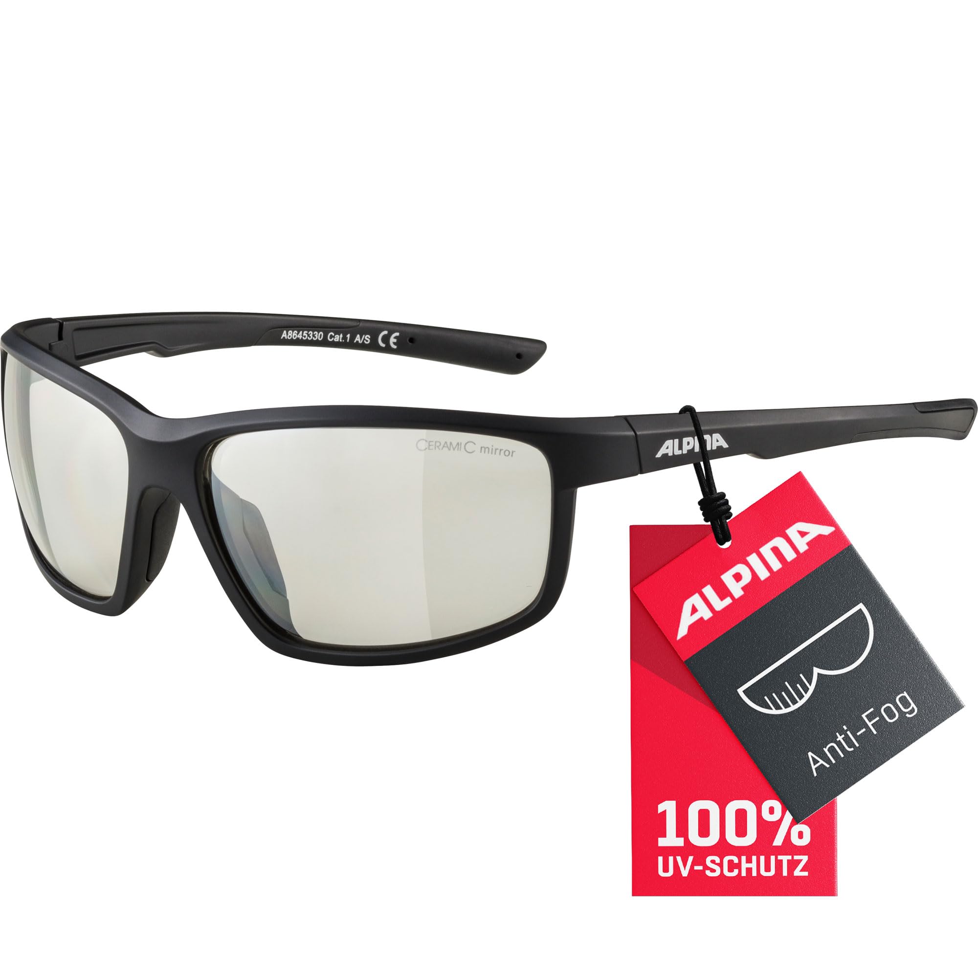 ALPINA DEFEY - Verspiegelte und Bruchsichere Sport- & Fahrradbrille für Erwachsene, Anti-fog, bruchsicher, mit UV-A-, B- & -C-Schutz black matt Einheitsgröße Angebot bei HelloDeals