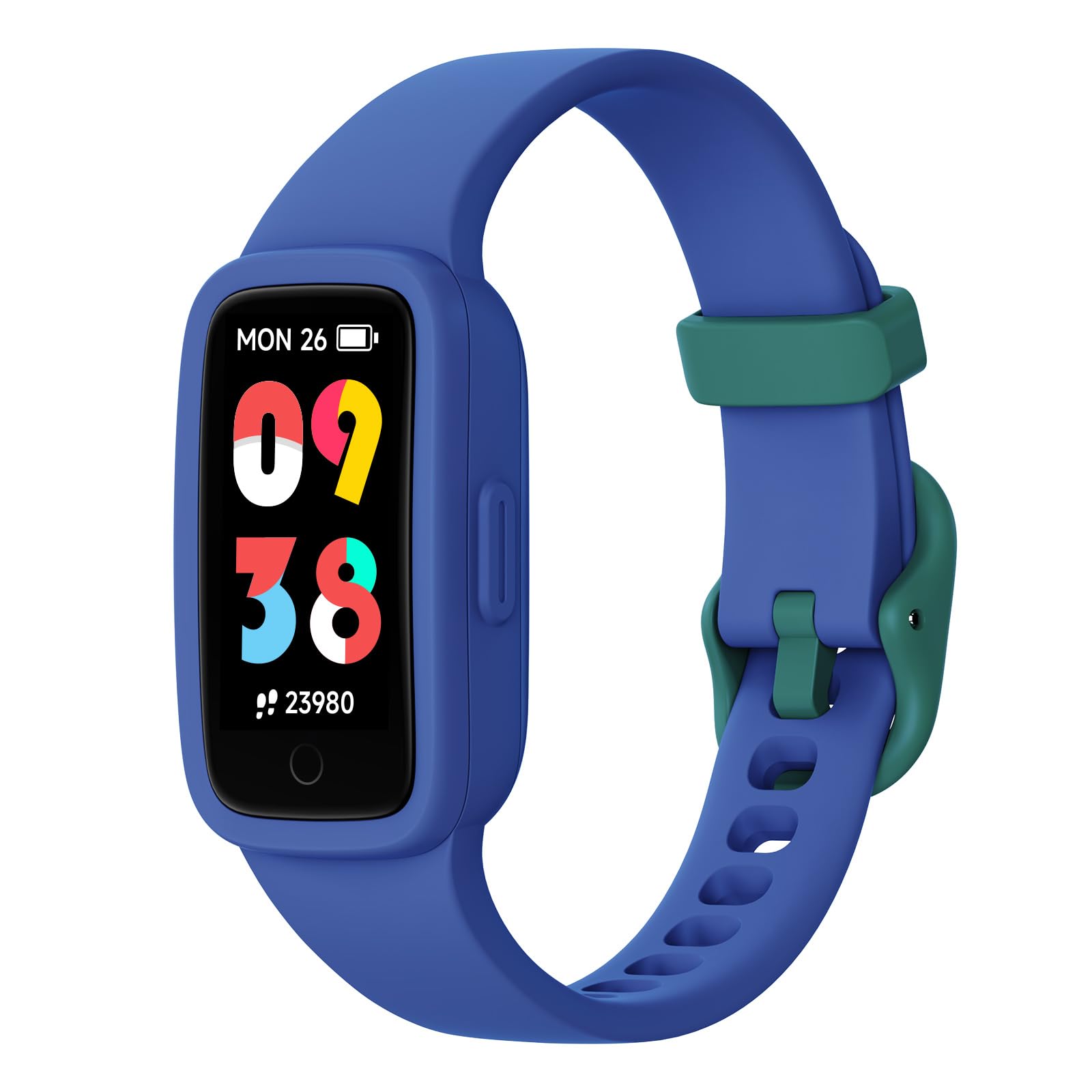 BIGGERFIVE Vigor 3 Kinder Fitness Armband Uhr mit AMOLED Display ohne App & ohne Smartphone, 3ATM wasserdicht, Pulsuhr, Schlaftracker Fitnessuhr, Sportuhr Schrittzähler für Kinder 5-12 Jahre, Blau Angebot bei HelloDeals