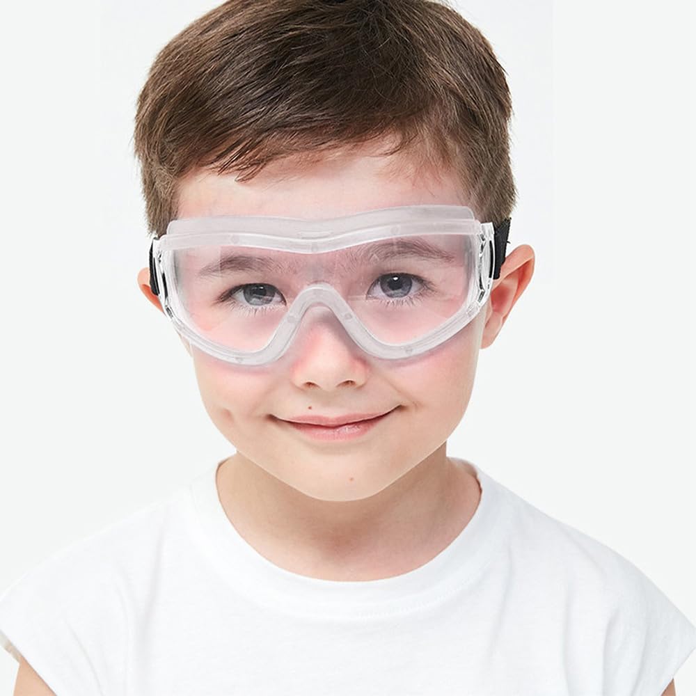 Schutzbrille Kinder für Nerf Spielen Stoßfest Gläser Beschlagfrei Verstellbarer Riemen Passform für 5-12 Jahre 1 Weiß Angebot bei HelloDeals