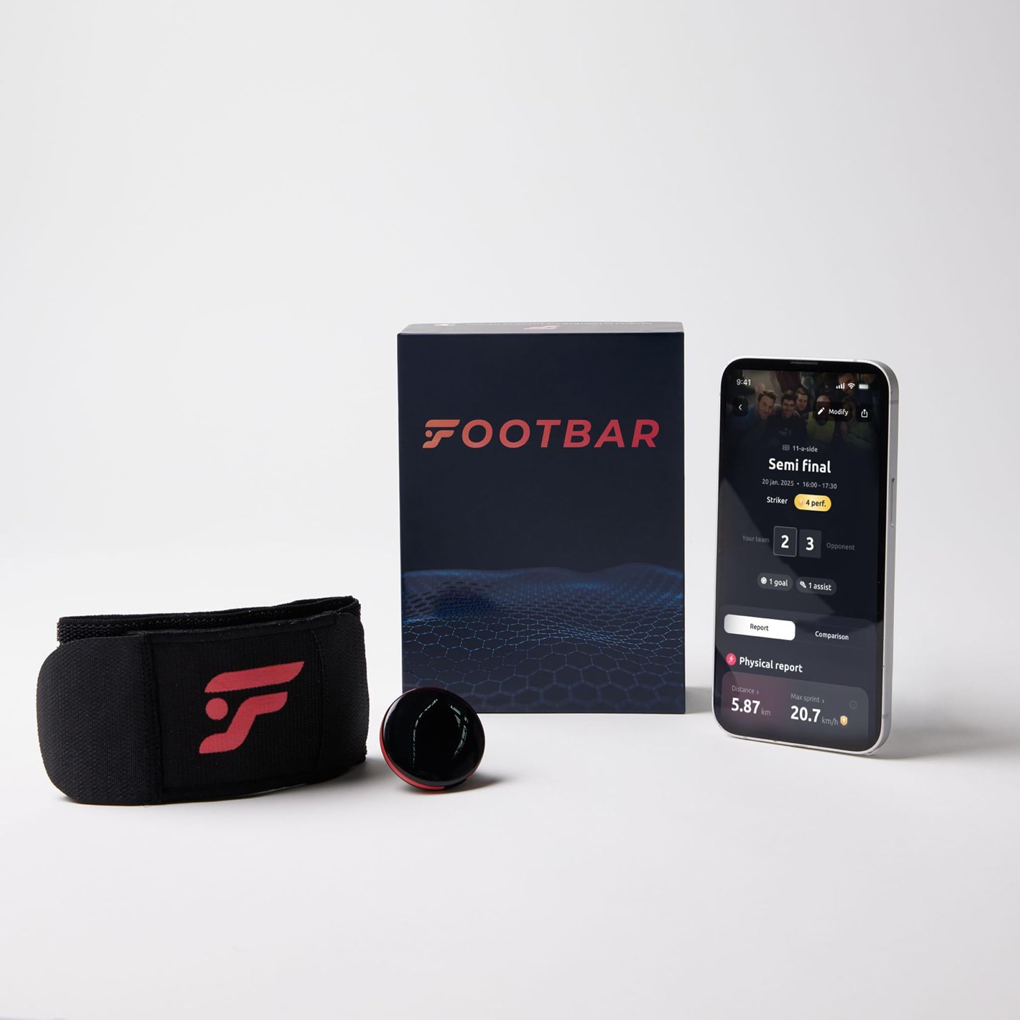Footbar Meteor Aktivitätstracker für Fußball, Tracking und Bewertung der Fußballleistung und des Spielstils für iOS Android Klassisch Schwarz Klassisch Bluetooth Ohne Abonnement Angebot bei HelloDeals