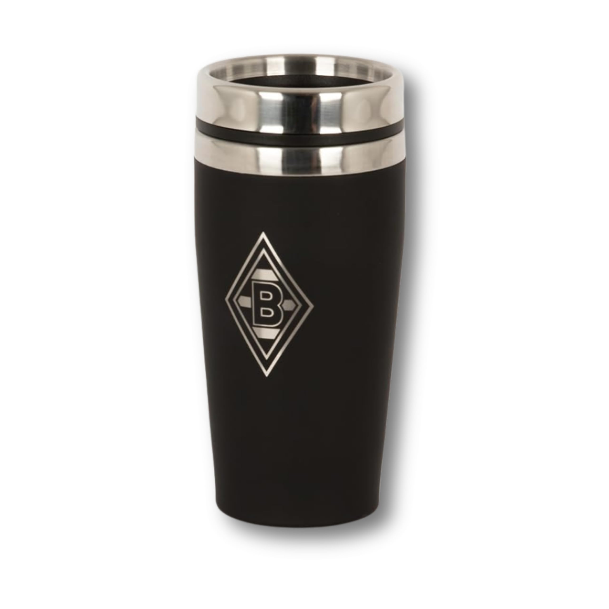 Borussia Mönchengladbach Thermobecher “Raute” | Offizieller Fanartikel Fohlenshop | Kaffeebecher to go | Trinkbecher auslaufsicher mit silberner Vereinsraute - 450 ml Vol. Angebot bei HelloDeals