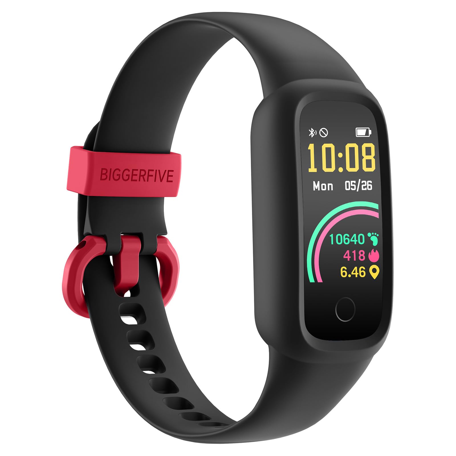 BIGGERFIVE Vigor 2 L Fitness Tracker Uhr Kinder, Fitnessuhr mit Aktivitätstracker, Schrittzähler, Pulsuhr, Schlafmonitor, Kalorienzähler, IP68 Wasserdicht Kinderuhr für Junge Mädchen, Schwarz Angebot bei HelloDeals