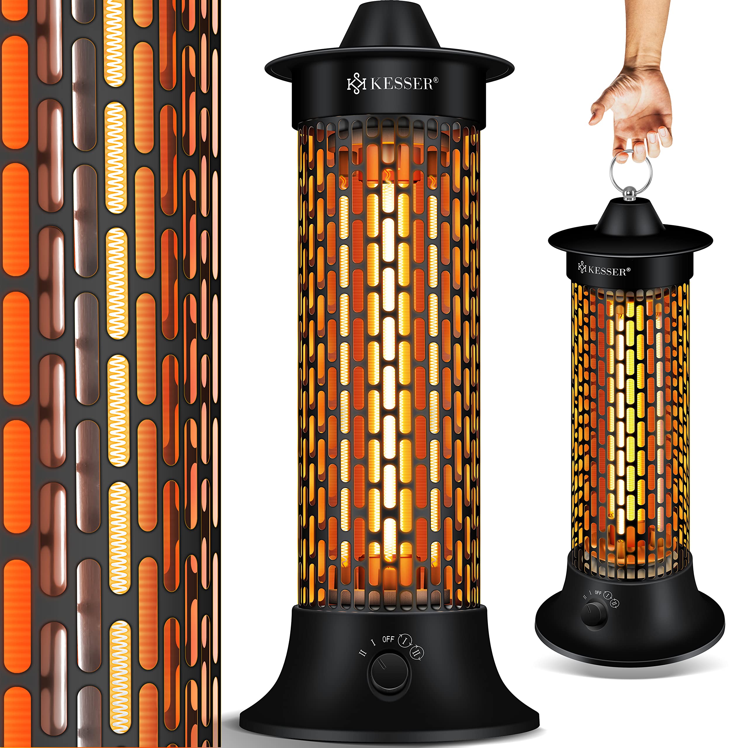 KESSER® Standheizstrahler Infrarotheizung, 1200W Heizstrahler Energieeffiziente Heizung Innenraum mit 360° Oszillation, Infrarotheizung Standgerät, Elektroheizung IP55, Terrassen-Heizstrahler, Schwarz Angebot bei HelloDeals