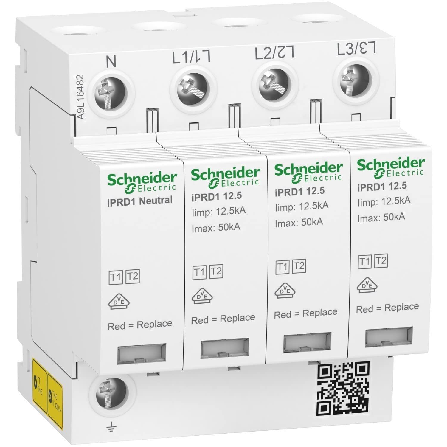 Schneider A9L16482 Überspannungsschutz 3P+N Iimp 12,5 kA Imax 50 kA iPRD1 Fernsignal Angebot bei HelloDeals