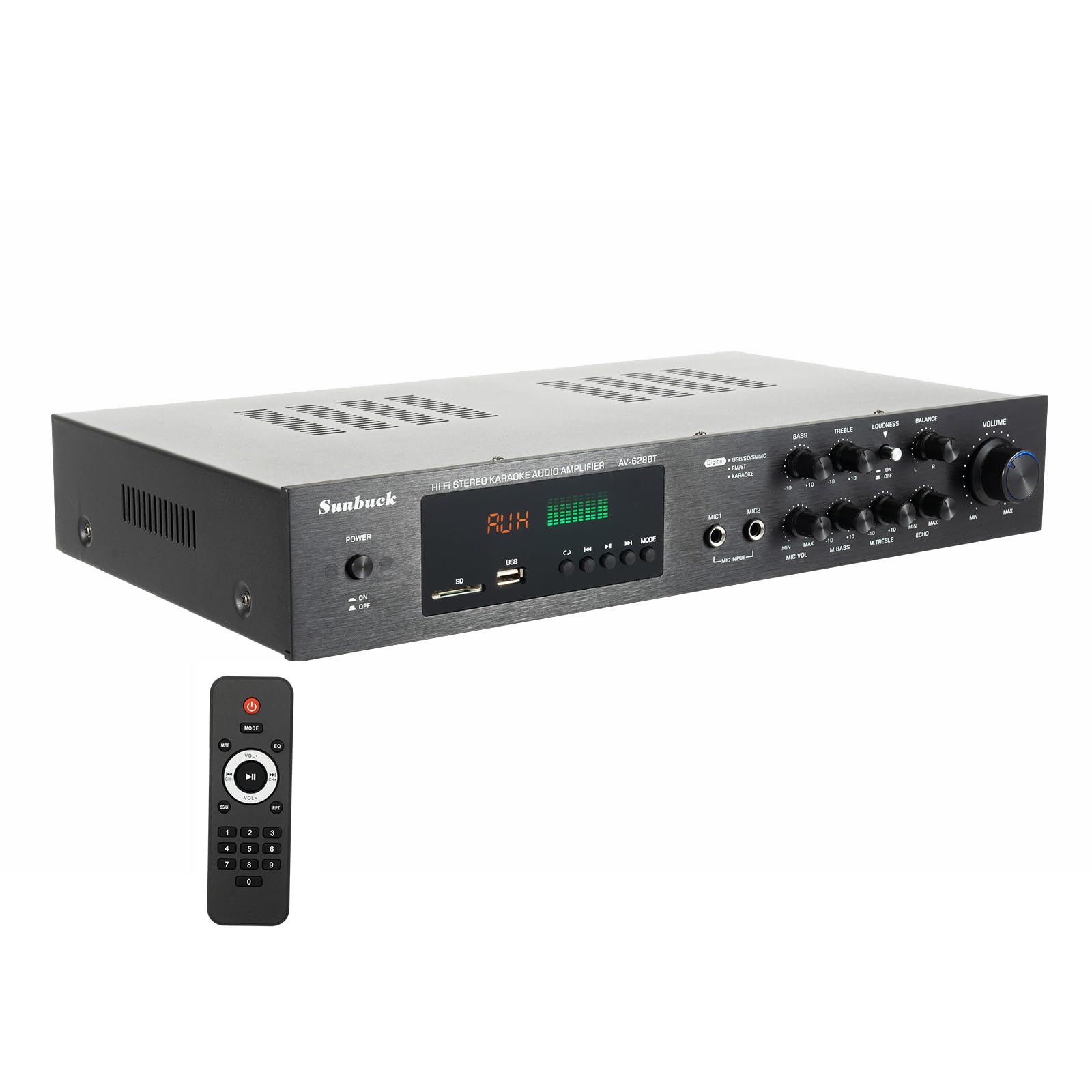 5.1 Kanal AV-Receiver mit 5.0 Bluetooth-Empfang,eingebautes FM-Radio Audio Stereo Verstärker mit SD USB RCA AUX Schnittstelle Dualer Mikrofoneingang Audioempfänger für Karaoke, Heimkino Angebot bei HelloDeals