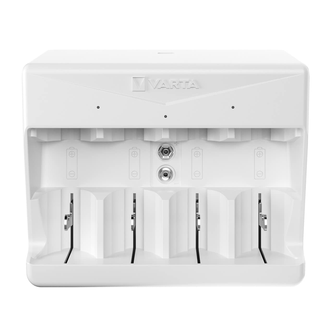 VARTA Akku Ladegerät, Batterieladegerät für wiederaufladbare Batterien, lädt 2 oder 4 AA, AAA, C, D oder 1x 9V gleichzeitig, Universal Charger, mit Sicherheitsabschaltung, unbestückt Angebot bei HelloDeals