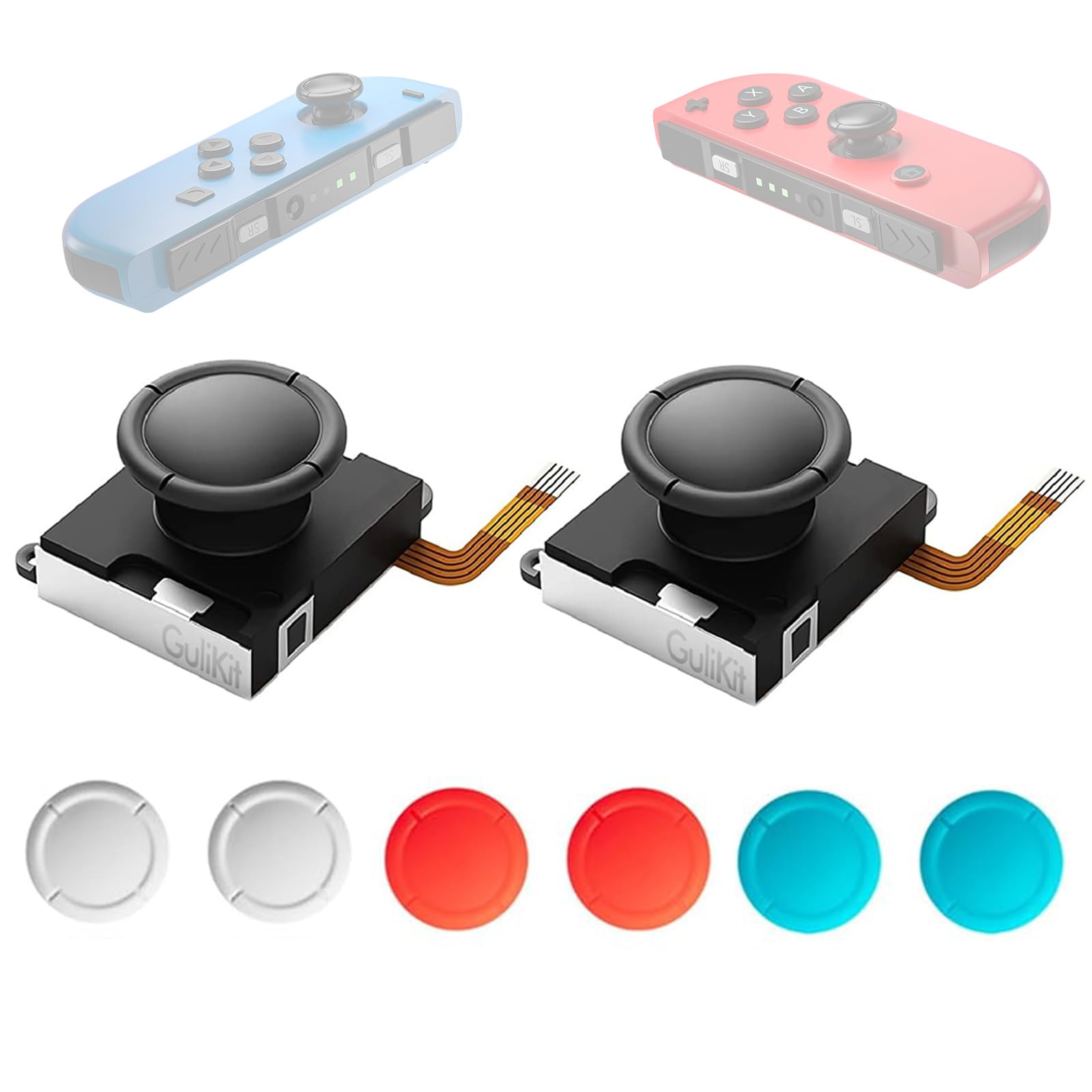 for GuliKit 2Pcs TMR Joystick Ersatz für Joycon, Kein Drift, Hohe Präzision, Elektromagnetischer TMR-Joystick, Thumbstick-Kappen in 4 Farben, Kompatibel mit Switch/Switch OLED/Switch Lite TMR-2pcsNotool Angebot bei HelloDeals
