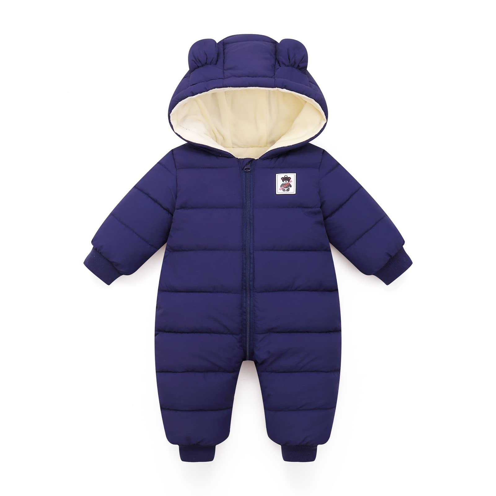 JiAmy Baby Winter Overall mit Kapuze, Baby Jungen Mädchen Winter Strampler Neugeborenes Strampler Schneeanzug 0-18 Monate 9-12 Monate Navu-Blau Angebot bei HelloDeals