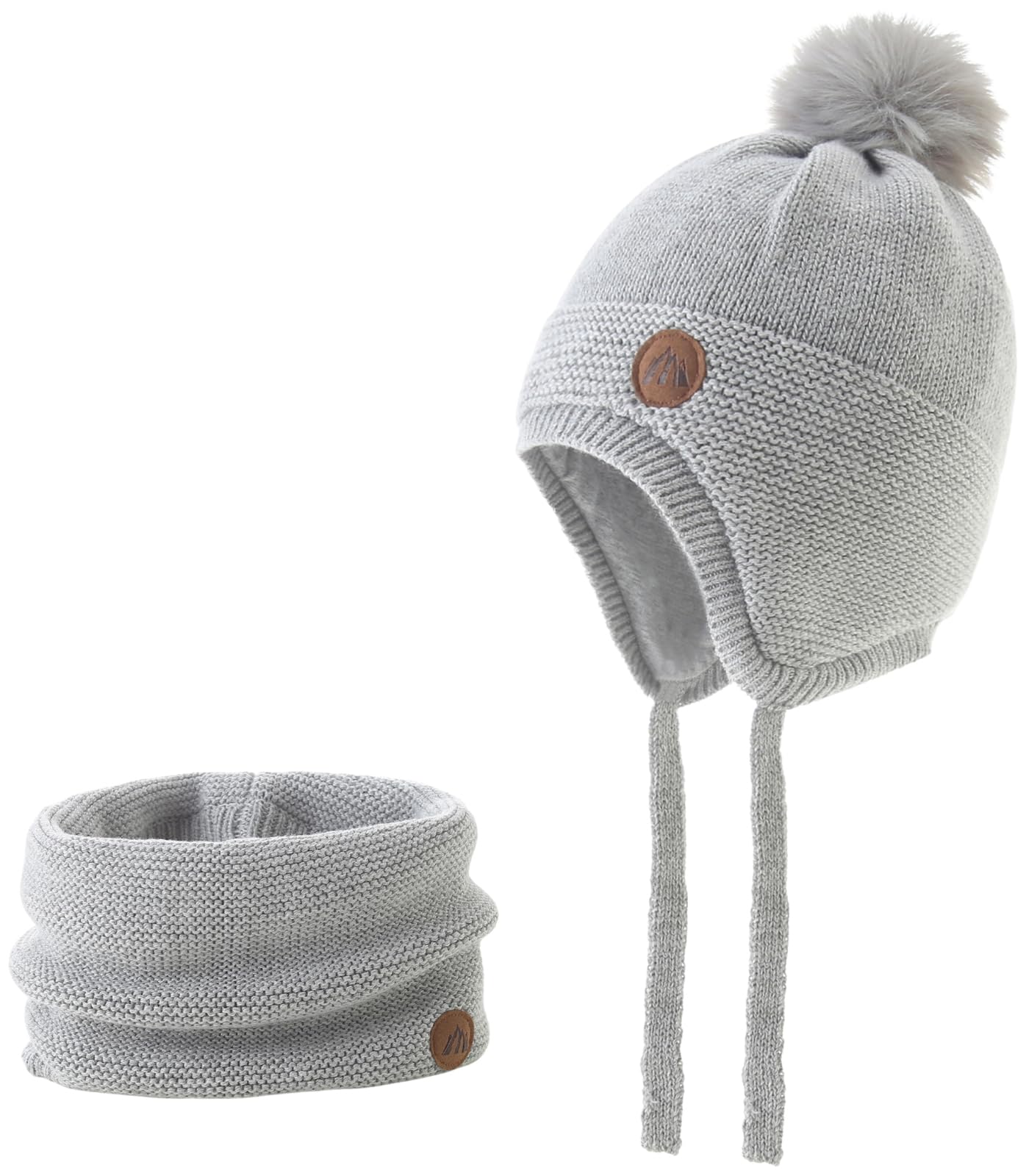 Monimo Baby Mütze für Jungen und Mädchen Winter Gestrickte Süße Niedliche Mütze Ohrenklappen Hut 51 Grau set Angebot bei HelloDeals