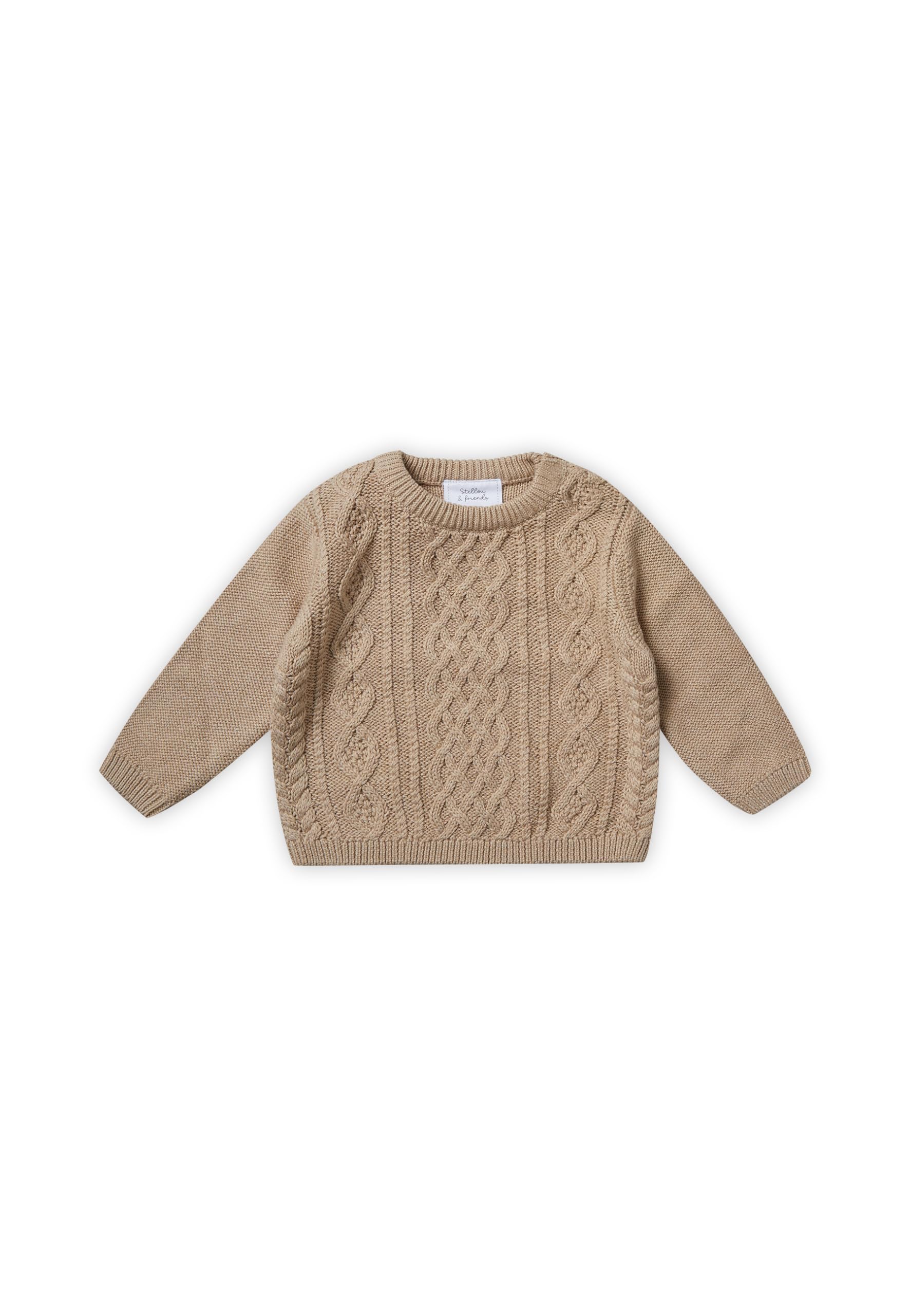 Stellou & friends Strickpullover für Jungen und Mädchen I Hochwertige Baby-Kleidung aus 100% Baumwolle - in diversen Farben erhältlich 86-92 Beige Melange Angebot bei HelloDeals
