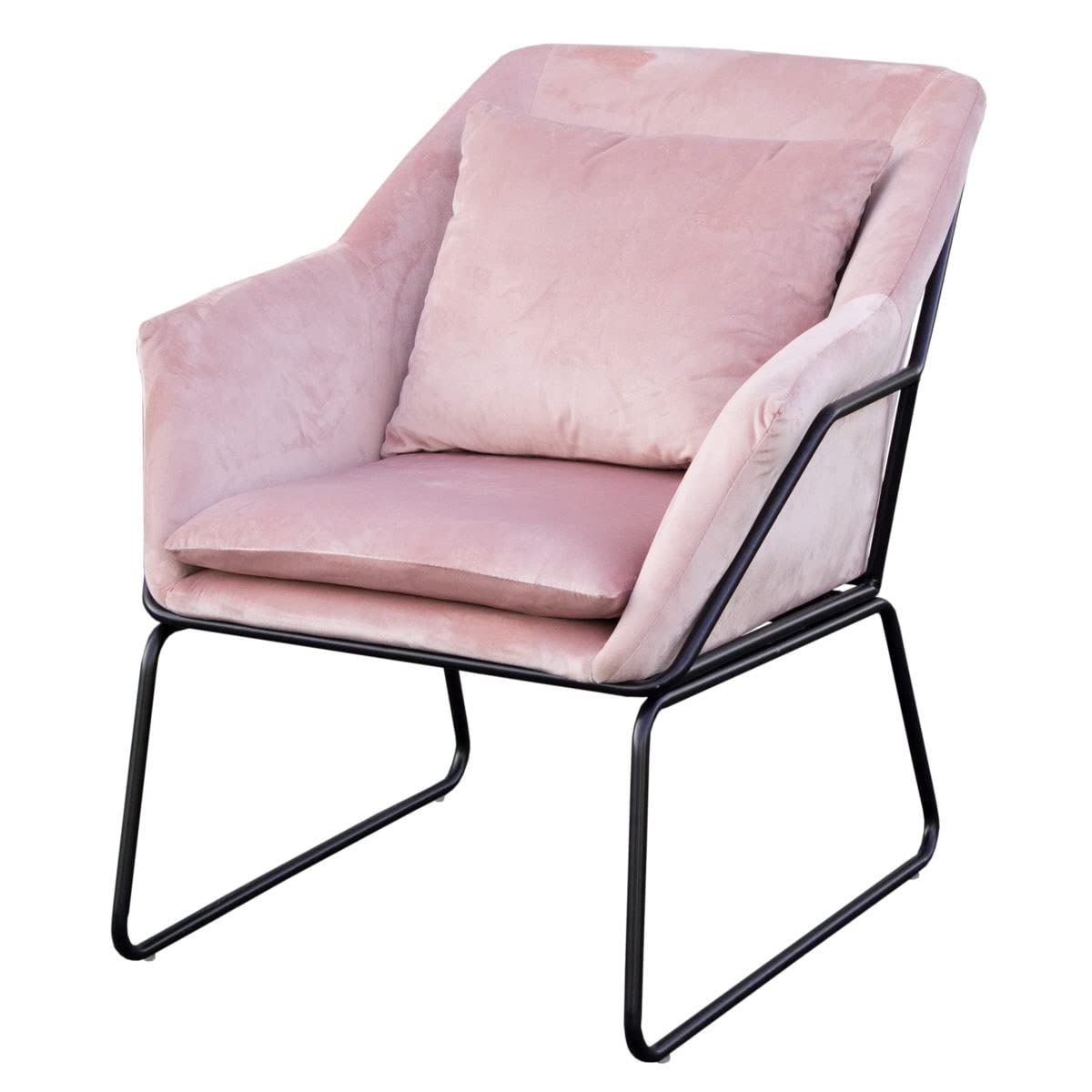 SVITA Josie Loungesessel gepolstert Indoor Polsterstuhl mit Armlehne Metallgestell Samtbezug Einzelsofa modern Rosa Rosa Samt Angebot bei HelloDeals