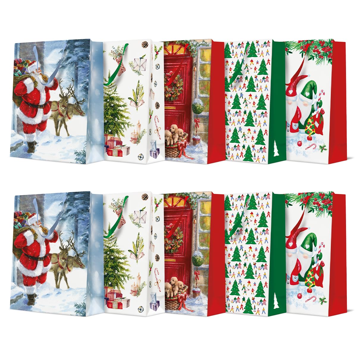 PAW - Weihnachtstüten 30 x 41 x 12 cm - 10 Stück | Mix aus 5 Designs | Sehr große Geschenktaschen mit Stoffhenkel | Weihnachtsgeschenktüten | Elegante Weihnachtstaschen für Geschenke | Geschenktüten Big Mix Weihnachten Angebot bei HelloDeals