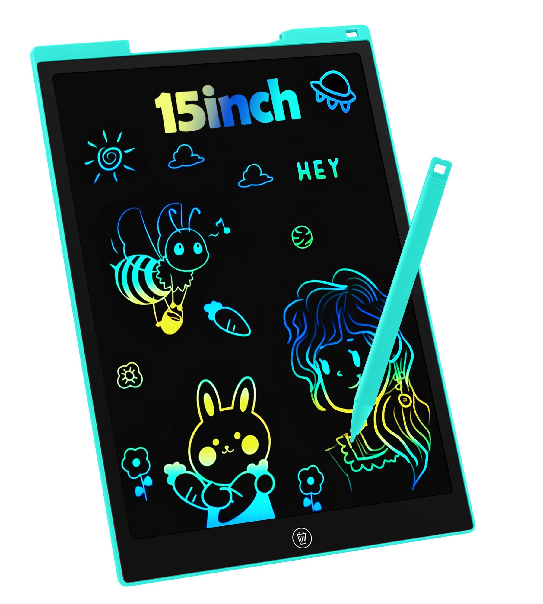 Bunte LCD Schreibtafel, 15 Zoll LCD Schreibtablett für Kinde, Maltafel Kinder Elektronisch Spielzeug ab 3-8 Jahre alt Junge Mädchen, Löschbar Mal Tablet Kinder Weihnachtsgeschenke 15 Zoll Blau Angebot bei HelloDeals