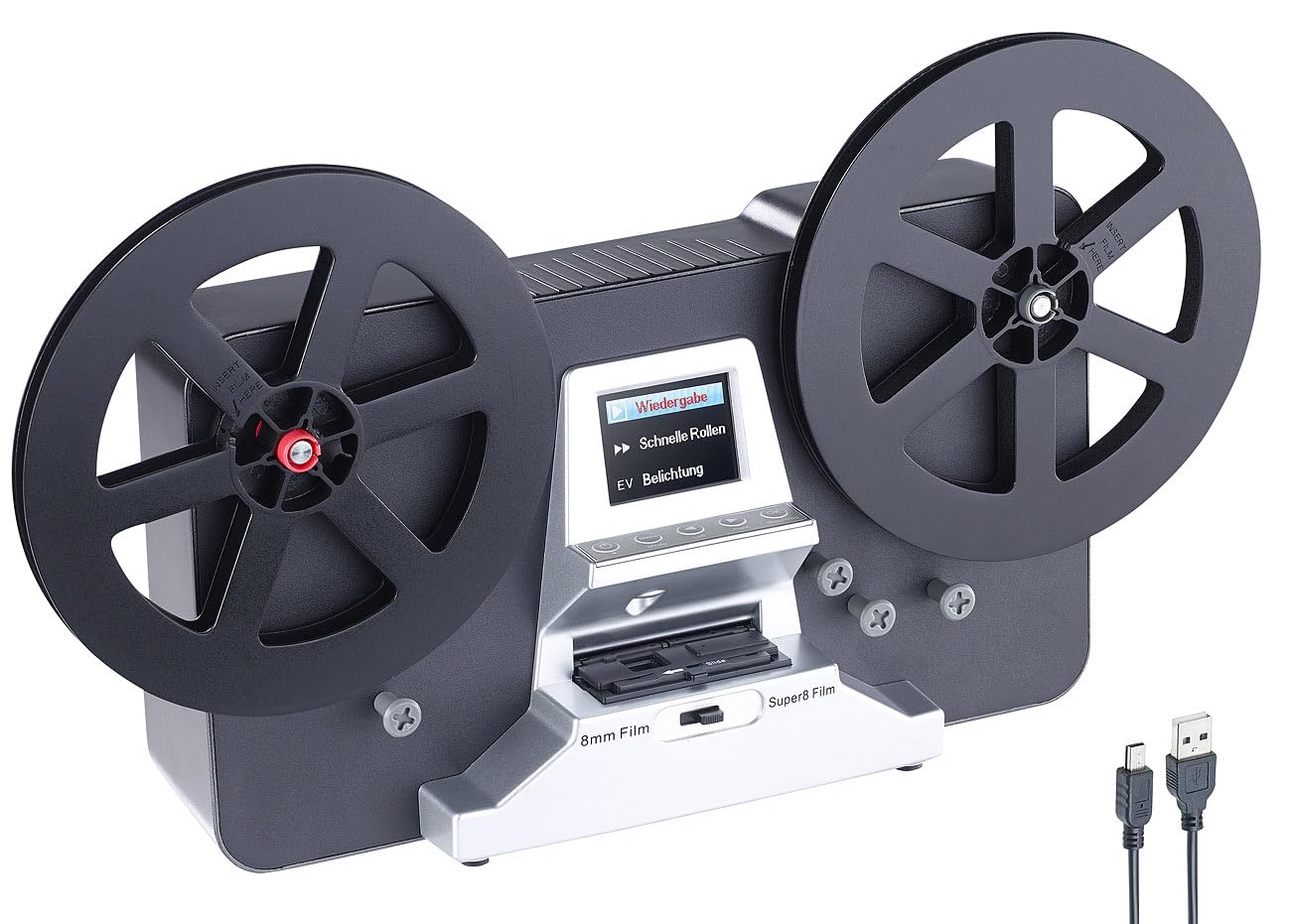 Somikon Filmscanner: HD-XL-Film-Scanner & -Digitalisierer für Super 8 & 8 mm, bis 7'-Rollen (Filmdigitalisierer, Filmscanner 8mm, Filmdigitalisierung) Angebot bei HelloDeals
