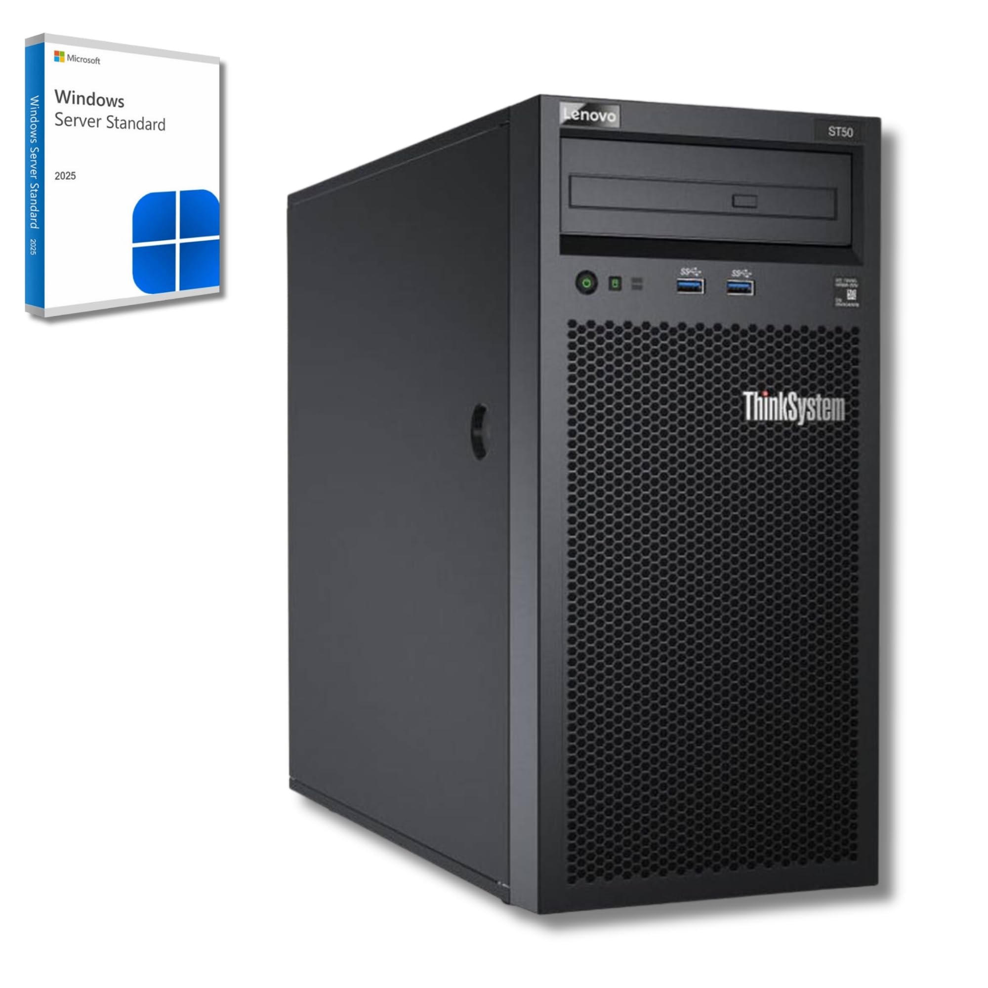 Lenovo ThinkSystem ST50 Server – Intel Xeon E-2224G CPU, 32 GB ECC RAM, 2×1 TB SSD, Win Server 2025 Standard (Generalüberholt) Angebot bei HelloDeals