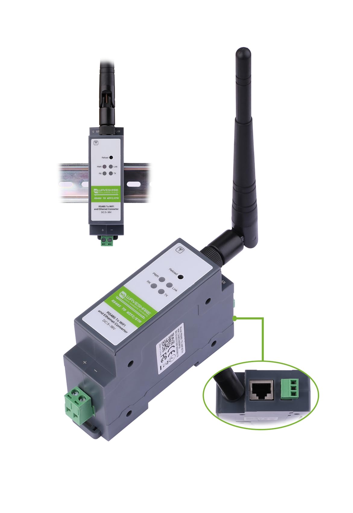 RS485 to WiFi/Ethernet (ETH) Converter Module, Rail-Mount Serial Server, Modbus/MQTT Gateway Angebot bei HelloDeals