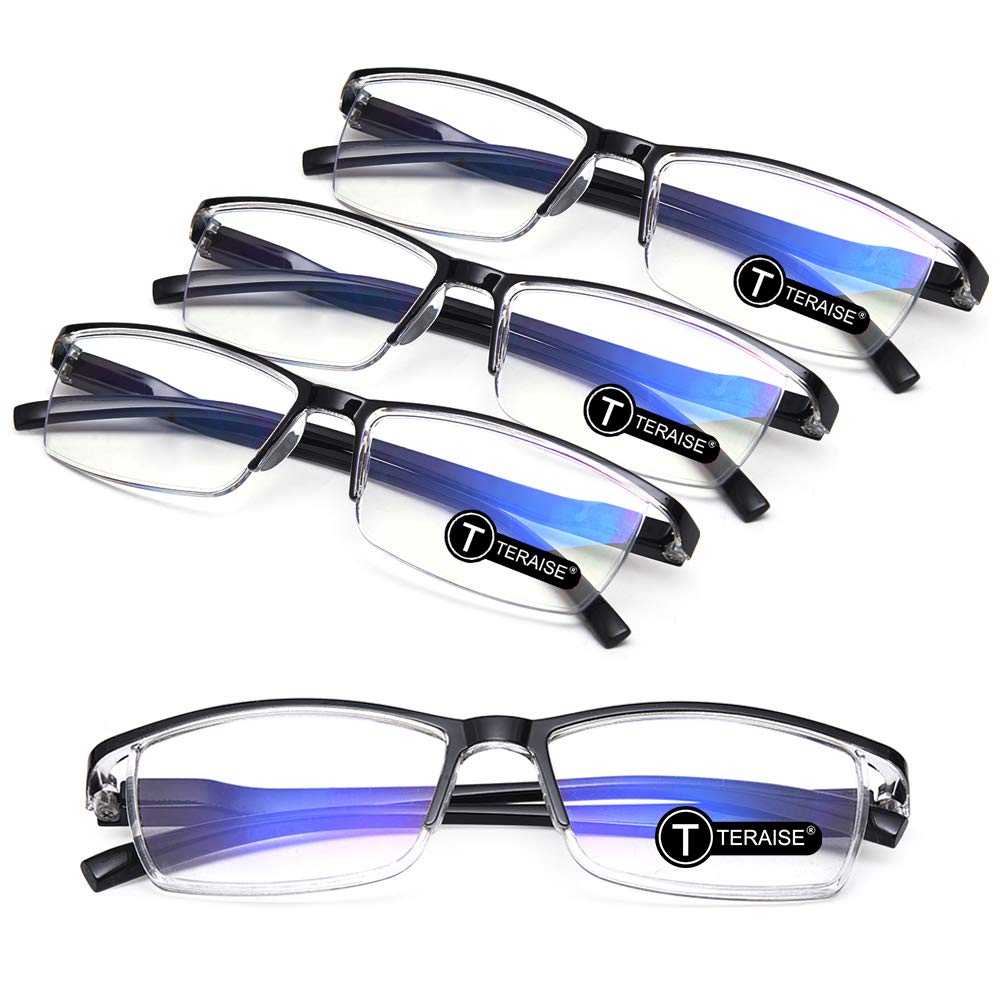 TERAISE Lesebrille für Herren und Damen - Anti-Blaulicht, Leicht, Modisch und Komfortabel - Robuste Computer-Lesehilfe mit Blaulichtfilter und Federscharnier 4 Packung-schwarz 1.5 x Angebot bei HelloDeals
