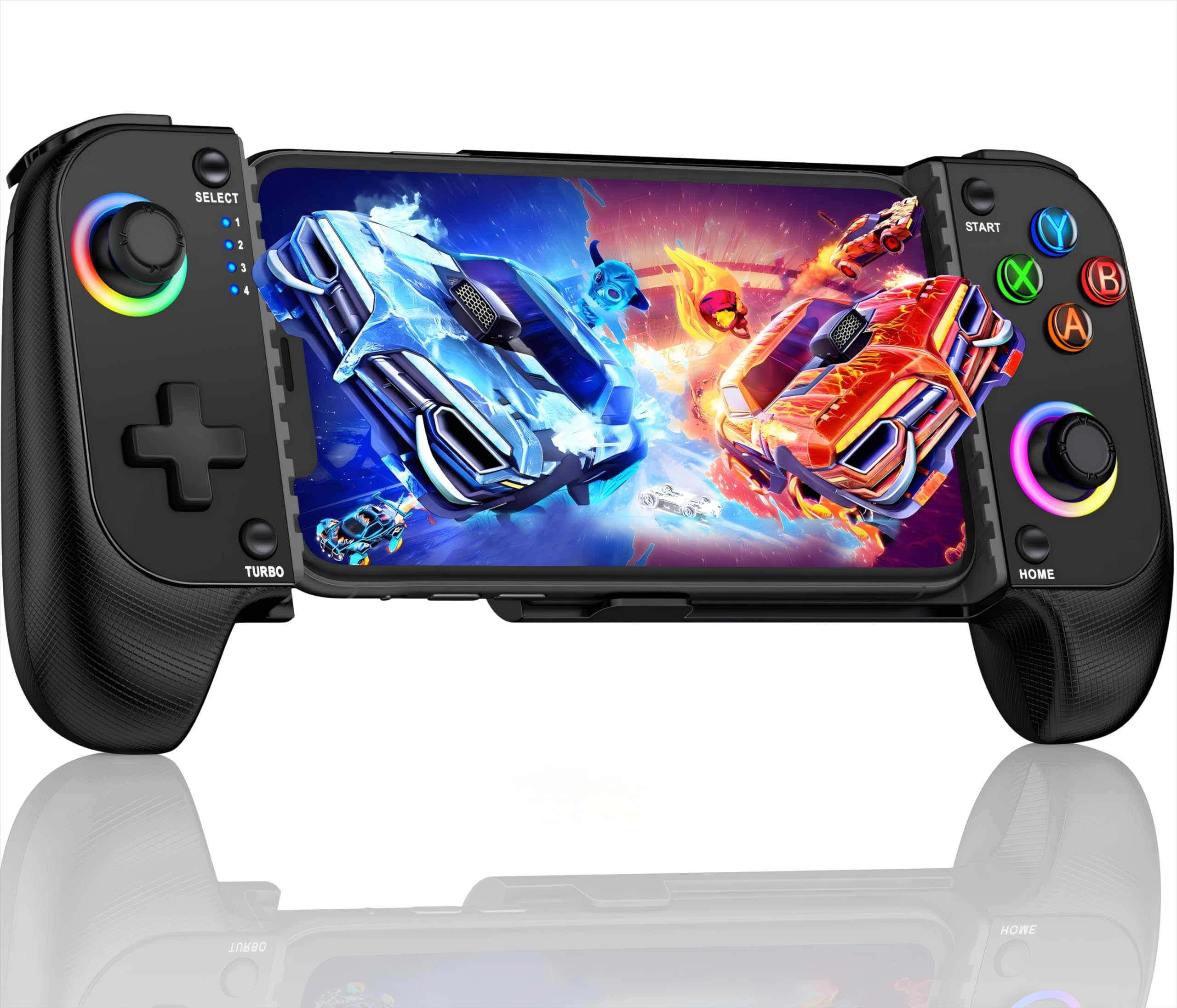 Handy Controller für iPhone/Android, Bluetooth Smartphone Controller mit Hall Effect Joystick/RGB Licht, Support Xbox Cloud/Steam Link/GeForce Now/MFi Apple Arcade/Roblox Schwarz Angebot bei HelloDeals
