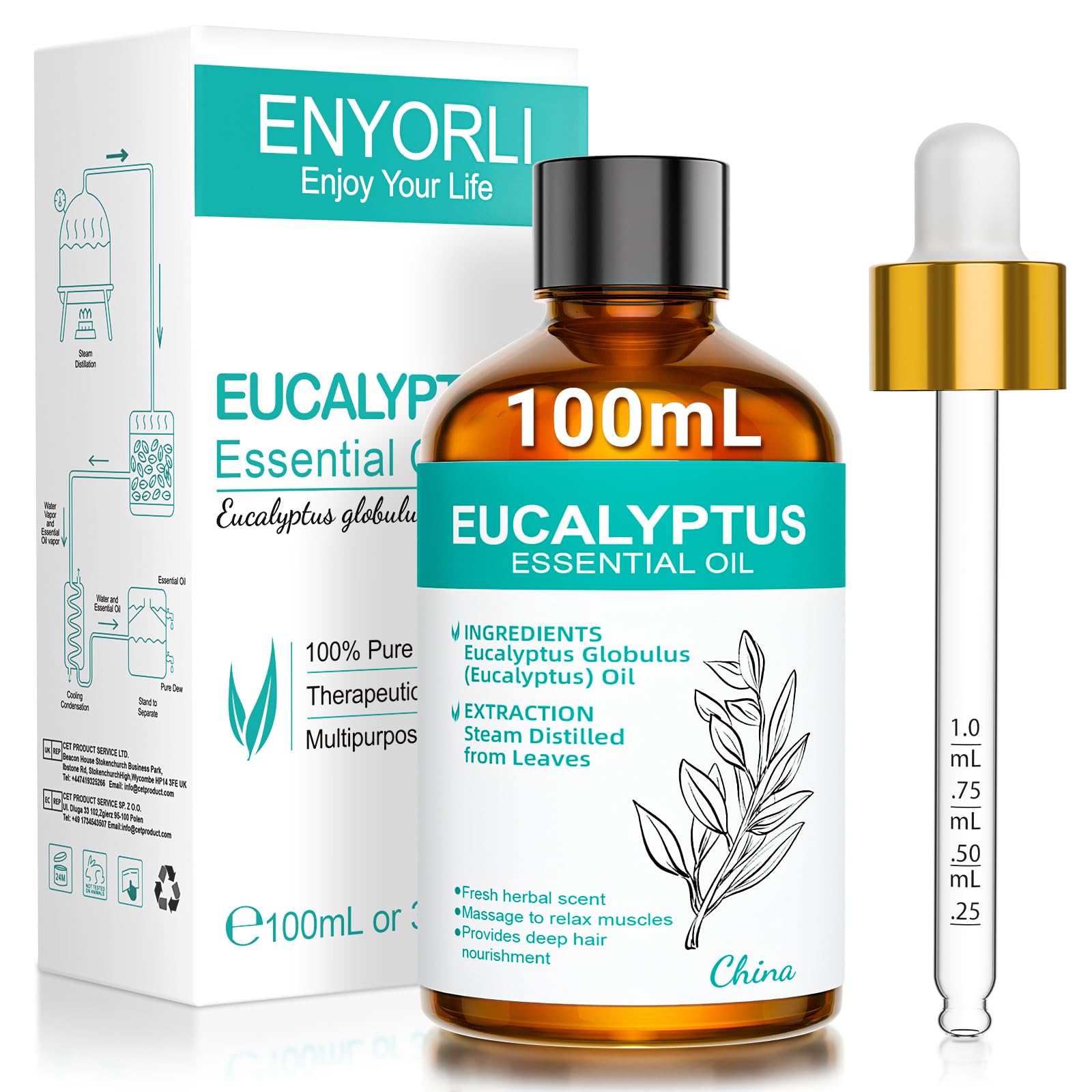 Eukalyptusöl 100% Natürliches Ätherisches Öl 100mL für Aromatherapie, Hautpflege & Luftreinigung Natürlicher Mückenschutz, Massageöl, DIY & Yoga Angebot bei HelloDeals