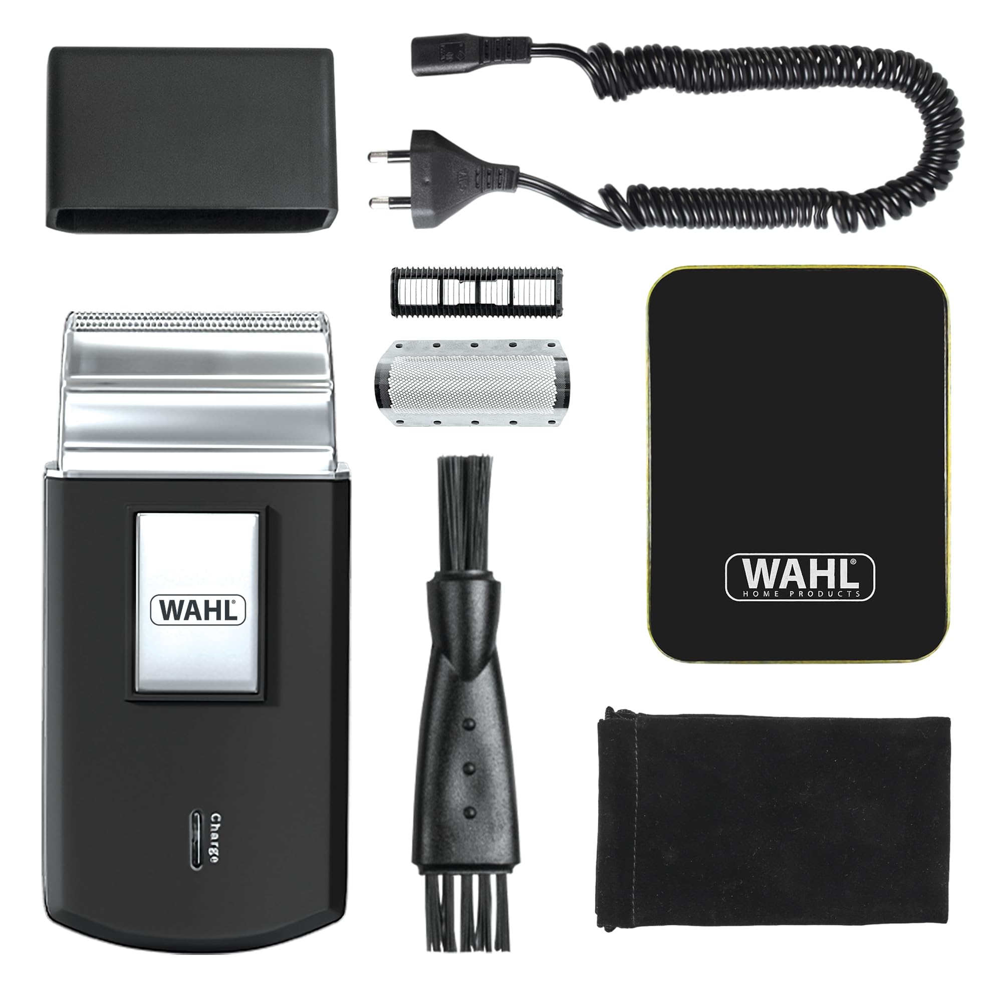 Wahl Travel Shaver - Kabelloser und wiederaufladbarer elektrischer Rasierer für Herren, ideal für Reisen, zum Schneiden von Haaren und Bart, kompakt und tragbar Silber Angebot bei HelloDeals