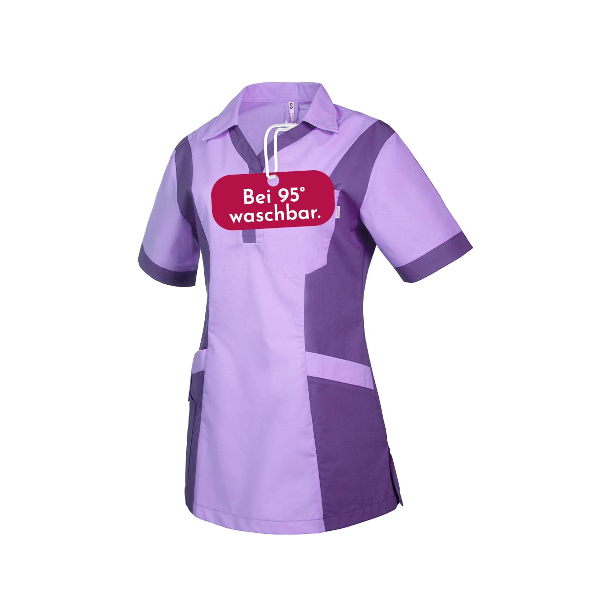 Clinotest Damenkasack Julia - 95 Grad waschbare, kochfeste Kasacks ohne Einlaufen - Kasack aus 65% Polyester, 35% Baumwolle - Pflege Berufsbekleidung für Krankenschwester, Altenpflege, Kosmetik uvm. M Flieder/Lila Angebot bei HelloDeals