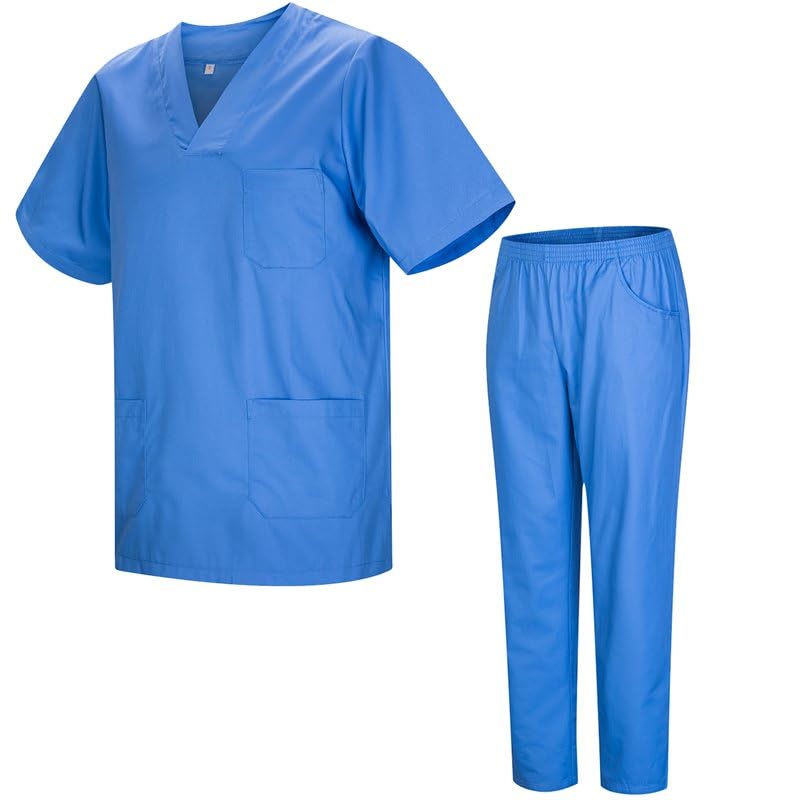 MISEMIYA - Unisex-Uniform-Set – Medizinische Uniform mit Oberteil und Hose Medizinische Uniformen 817-8312 M Hellblau 21 Angebot bei HelloDeals