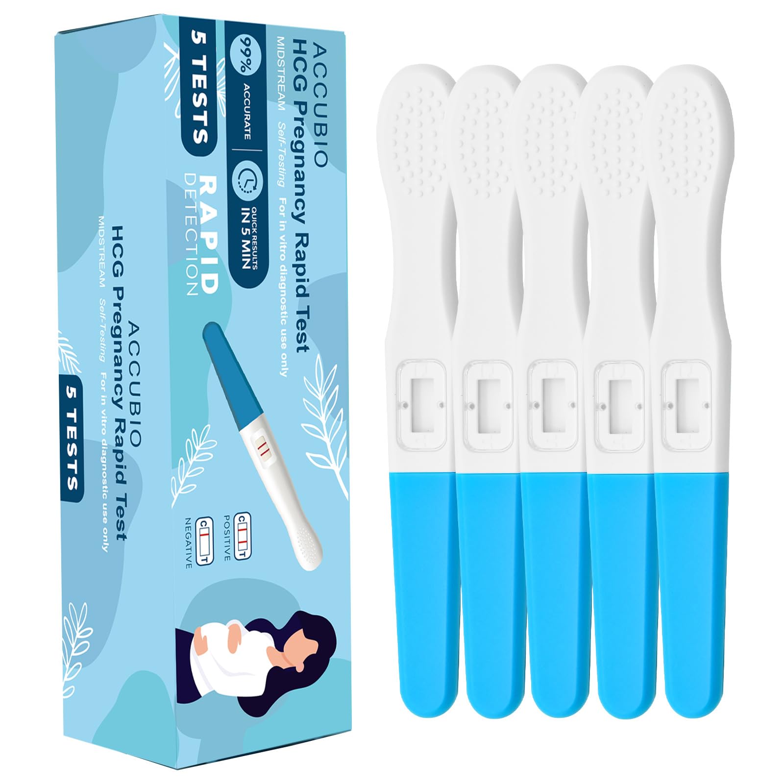 Schwangerschaftstest, Früherkennung HCG Urin Mittelstrom Test, Ergebnis innerhalb von 5 Minuten, über 99% Genauer Fruchtbarkeitstest, Pregnnacy Test, 25mIU/ml, 5 Stück Angebot bei HelloDeals