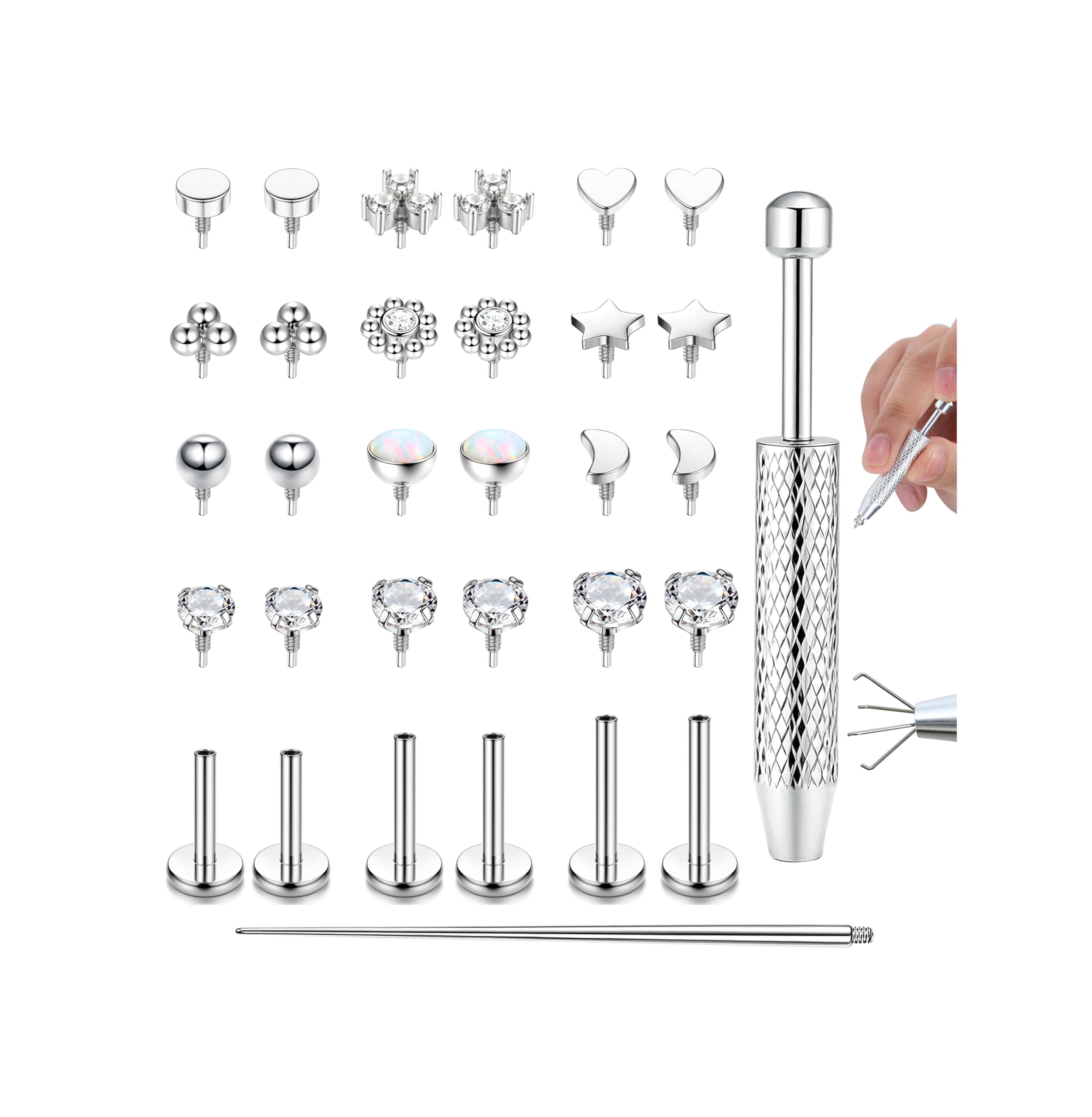 Adramata 16G/18G Tragus Helix Labret Piercing Innengewinde Nasenpiercing Stecker Lippenpiercing Hypoallergen Knorpel Conch Ohrringe Piercing Ohr 6/8/10MM 16G Silber Angebot bei HelloDeals