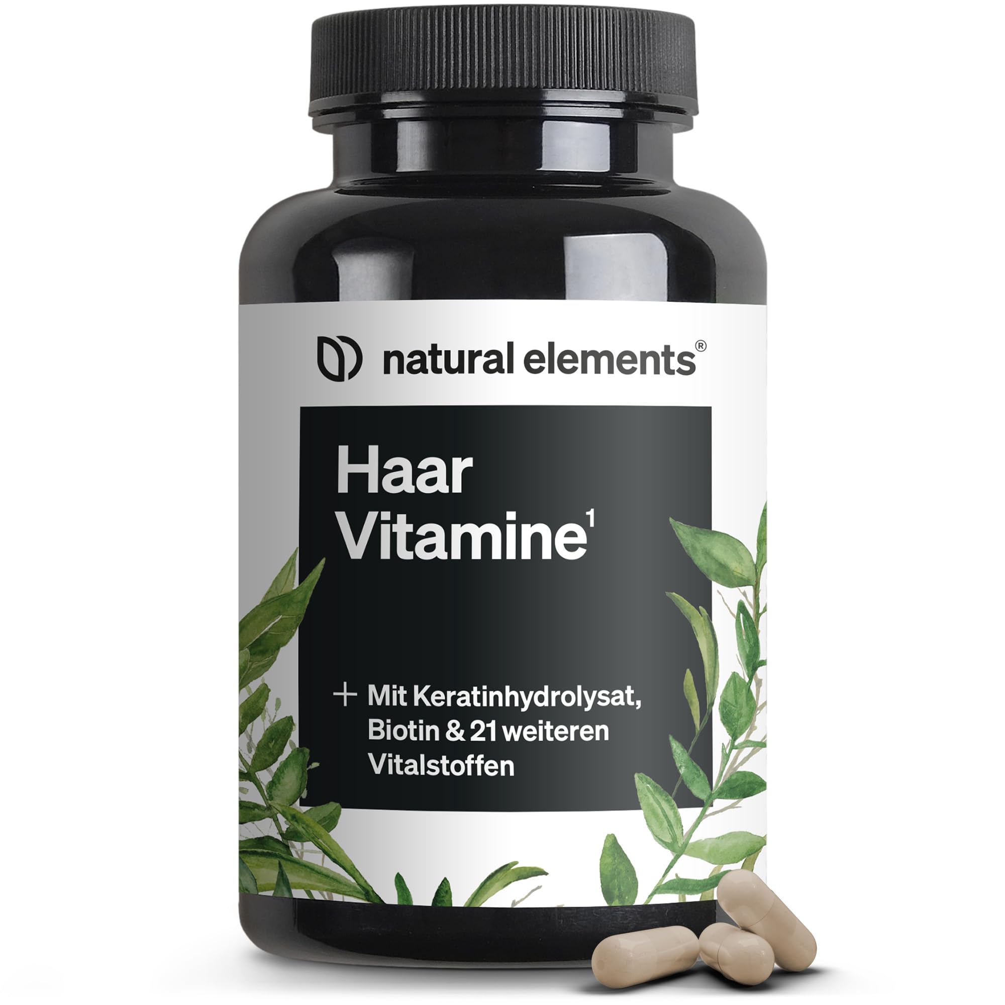 natural elements Haar Vitamine – 180 Kapseln – hochdosiert mit Keratinhydrolysat, Biotin, Selen, Zink, Hirseextrakt, B-Vitaminen & mehr – für Haare, Haut & Nägel* – laborgeprüfte Qualität Angebot bei HelloDeals