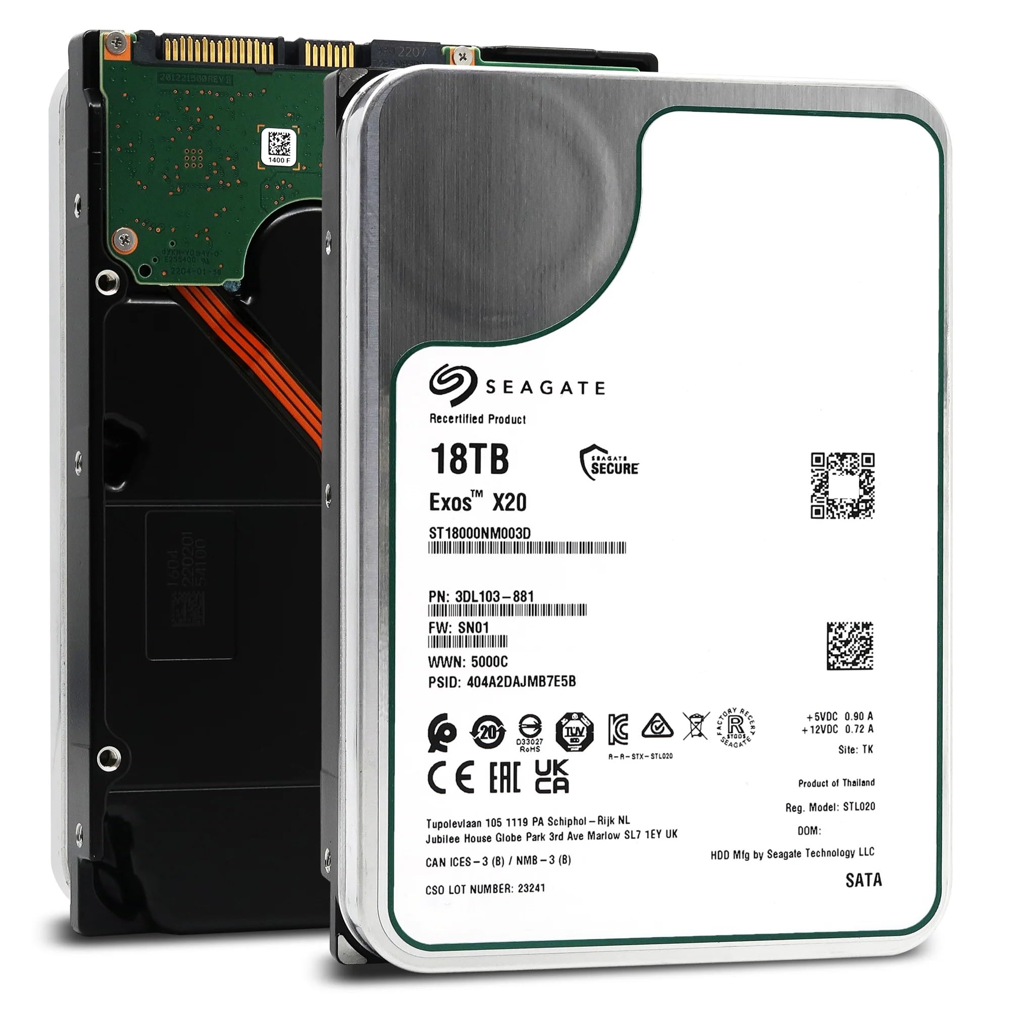 Seagate Exos X20, 18TB HDD, 3,5" interne Festplatte, 256MB Cache SATA 6.0 GB/s, 7.200 U/min, HDD - Modellnr.: ST18000NM003D (Generalüberholt) Angebot bei HelloDeals