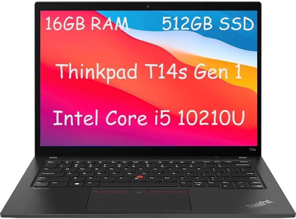 Lenovo Thinkpad T14s Gen 1 Business Laptop, 14" FHD Notebook, Intel Core i5-10210U, 16GB DDR4, 512GB NVMe SSD, US QWERTY Keyboard, Windows 11 Pro (Generalüberholt) Angebot bei HelloDeals