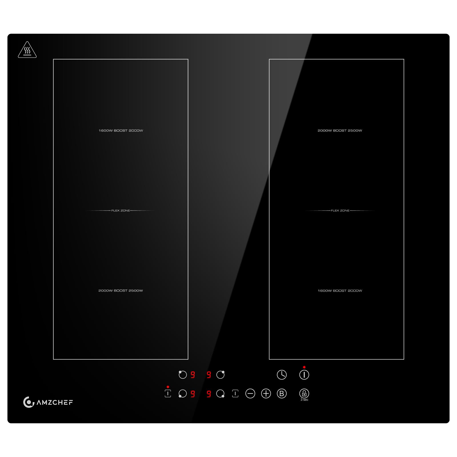 AMZCHEF Induktionskochfeld 60cm mit Zwei Flexzonen, 4 Zonen Induktionskochplatte mit Boost-Funktion und 9 Leistungsstufen, Touch-Bedienung, Timer, Sicherheitsschloss, Überhitzungsschutz, BBQ, 7200W Schwarz 60cm Angebot bei HelloDeals