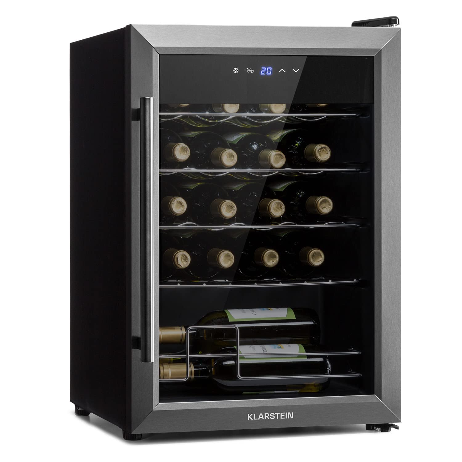 Klarstein Ultimo Uno Weinkühlschrank - Wine Fridge mit Temperaturregler: 5-8 °C, Weinschrank mit Touch-Bedienfeld, Platz für 20 Flaschen, 53 Liter Gesamtvolumen, schwarz 53 Liter Schwarz Angebot bei HelloDeals