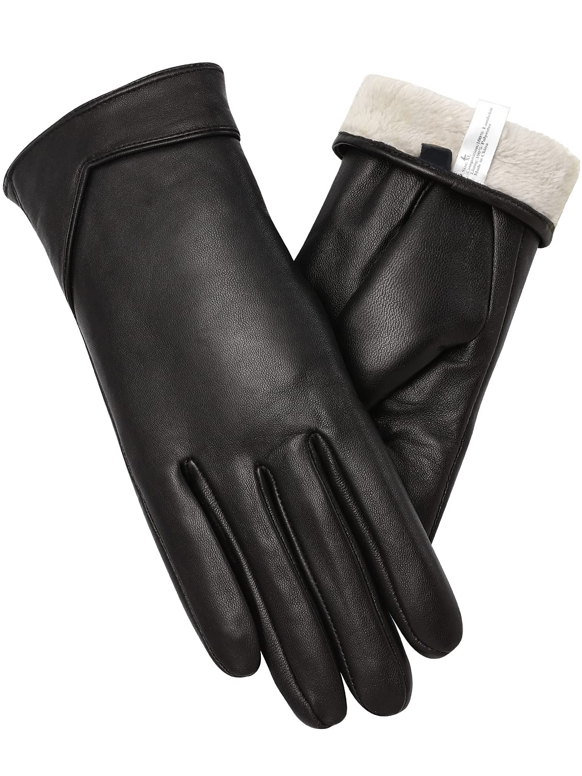 vislivin Touchscreen Handschuhe Damen Winter Lederhandschuhe Warme Leder SMS Handschuhe Schwarz M Angebot bei HelloDeals