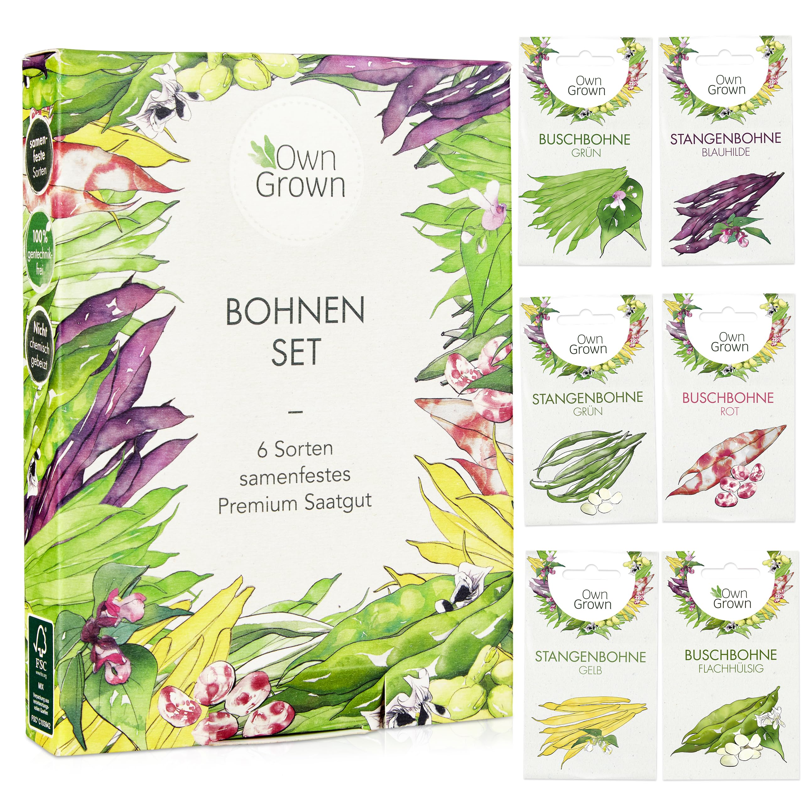 Bohnen Samen Set: 6 Köstliche Bohnen Sorten für Garten und Balkon – Stangenbohnen Samen, Buschbohnen Samen – Alte Gemüse Samen – Bohnen Saatgut Alte Sorten – Samen Gemüse OwnGrown Angebot bei HelloDeals