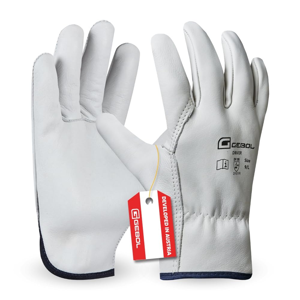 Gebol Driver, 1 Paar Arbeitshandschuhe für Herren aus 1,1 mm dickem Premium-Rindsvollleder, Handschuhe für Bau, Garten & grobe Arbeiten, L (Gr. 9) L 1.0 Angebot bei HelloDeals