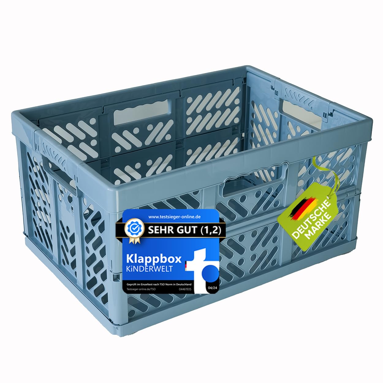 KiNDERWELT Robuste Profi - Klappbox 45 L bis 50 kg - Faltbox, Kiste, Korb zur Aufbewahrung, Transport - blau 1 Stück Blau Angebot bei HelloDeals
