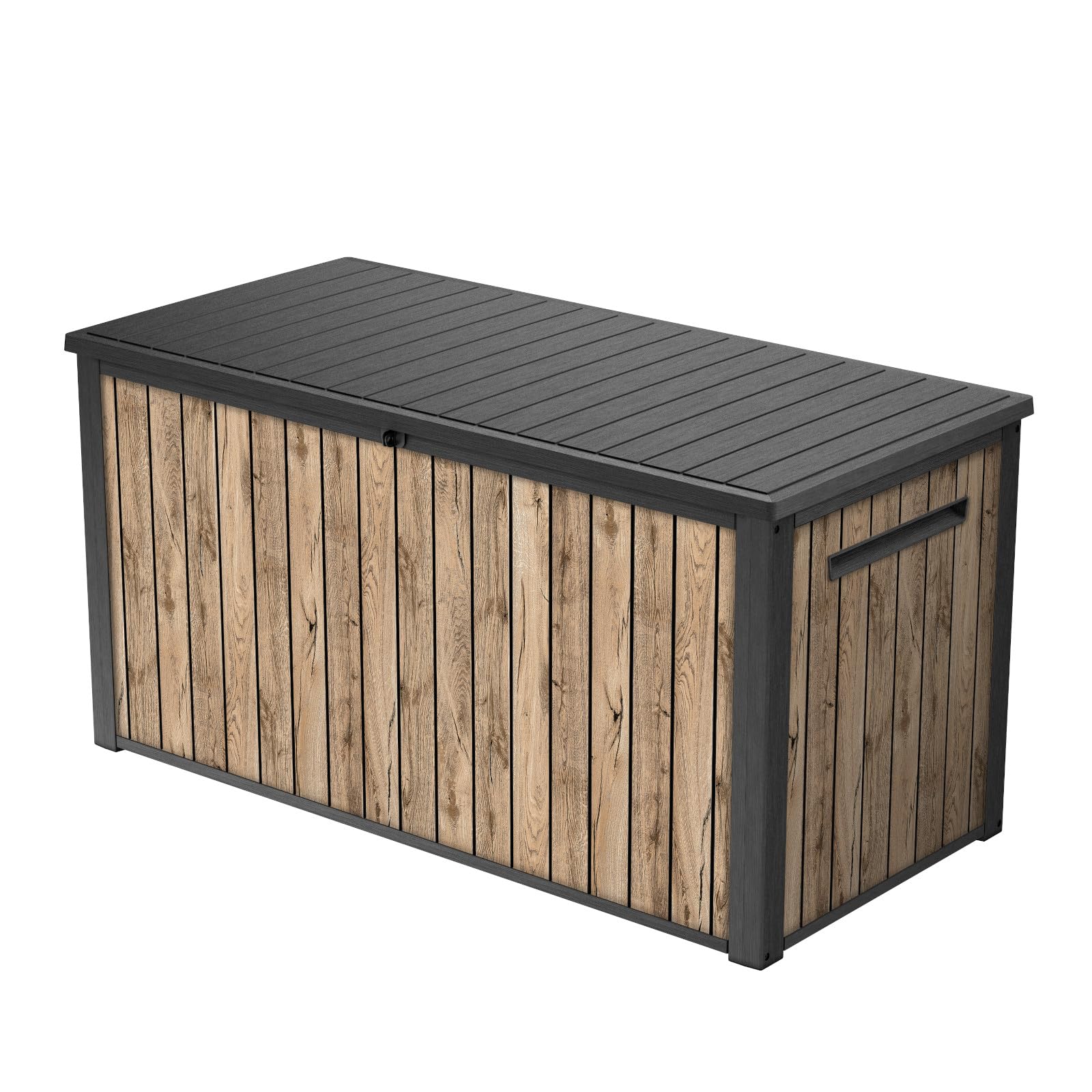 Keter Gartenbox Sierra 643L | 144x67x73 cm cm | Kunststoff in Holzoptik (Pinie) | Deckel mit Gasdruckfedern | abschließbar Angebot bei HelloDeals