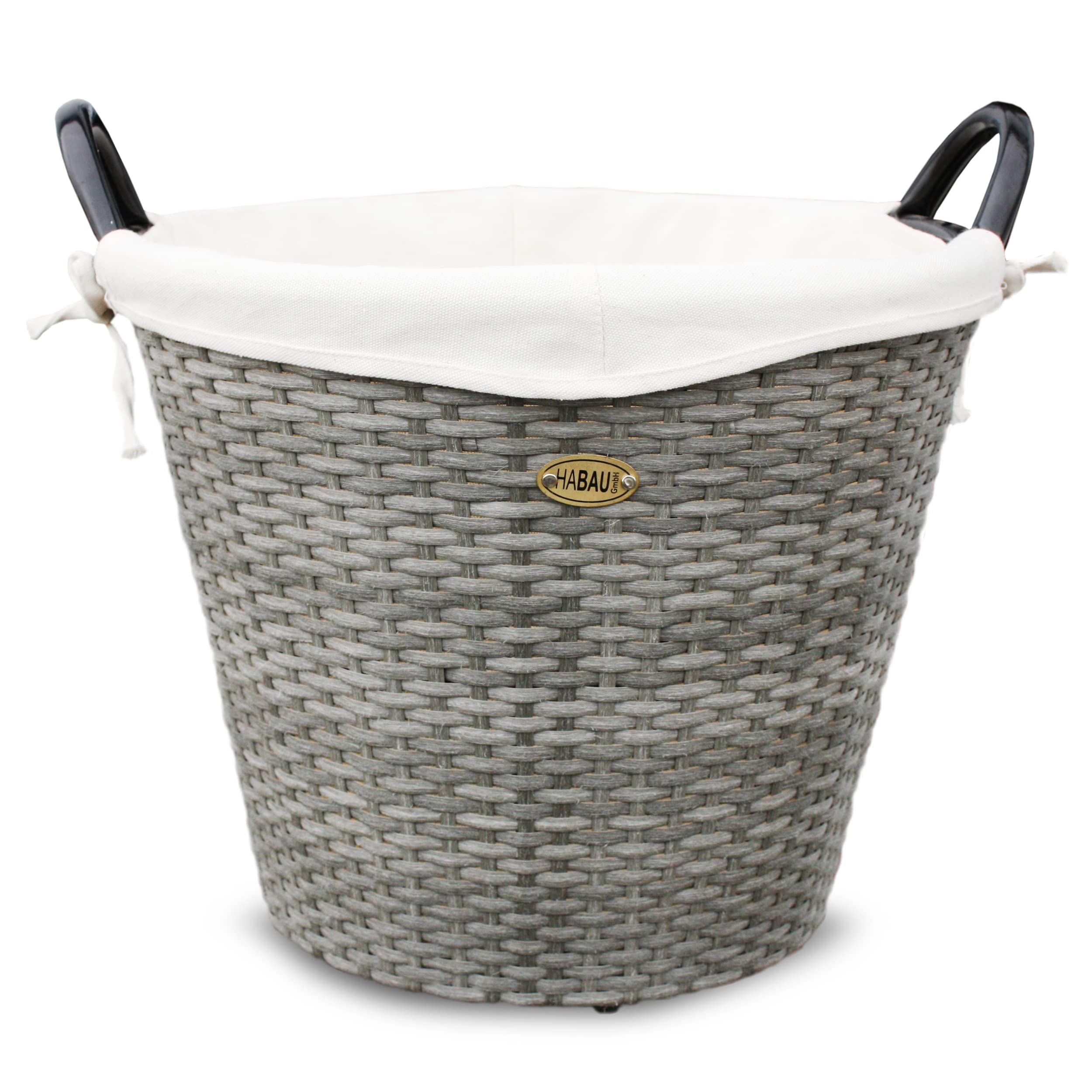 HABAU Feuerholzkorb mit waschbarem Stoffeinsatz, Holzkorb aus extrem robustem Polyethylen mit Metallrahmen - Korb mit 48 cm Durchmesser (Grau, Mittel) 48 x 48 x 39 cm Grau Angebot bei HelloDeals
